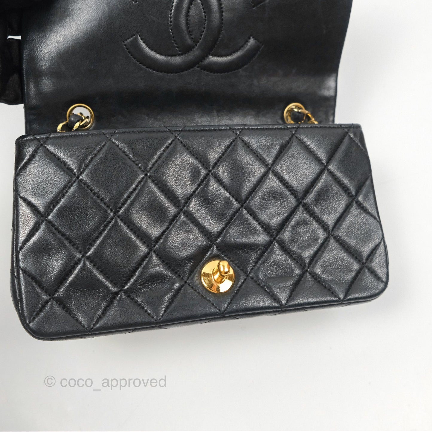 Chanel Vintage Mini Single Full Flap Bag Black Lambskin 24K Gold Hardware