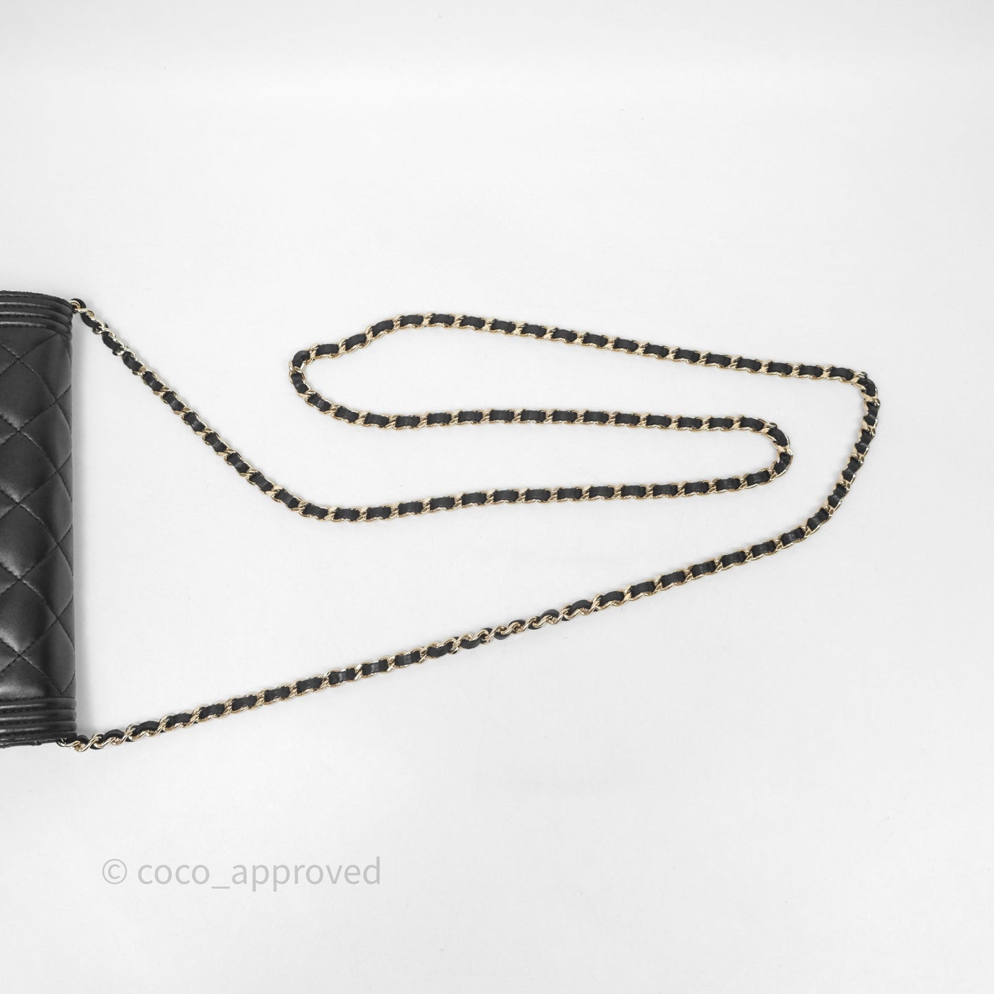 Chanel Black Quilted Lambskin Boy Wallet on Chain Gold Hardware