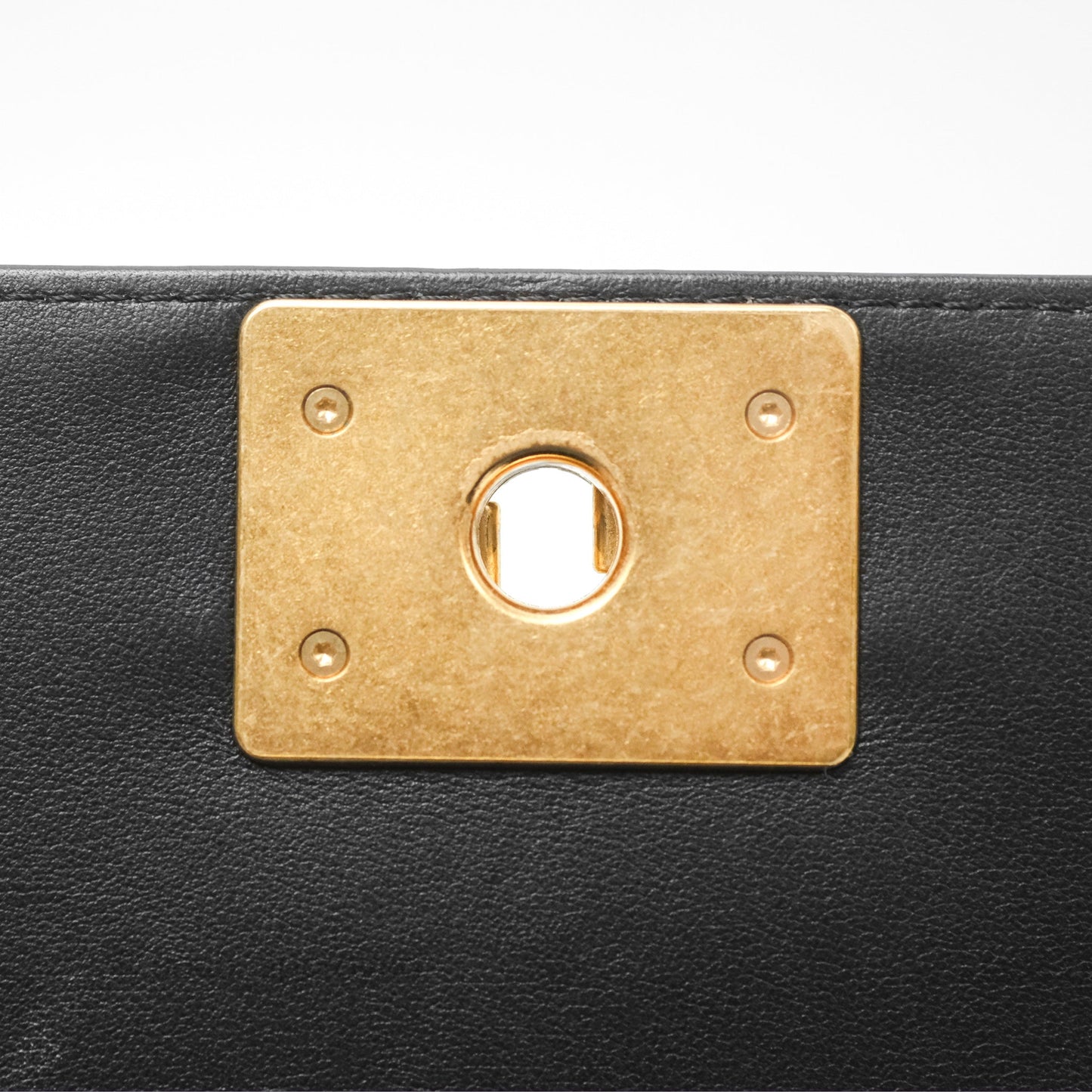 Chanel Small Boy Quilted Black Calfskin Aged Gold Hardware