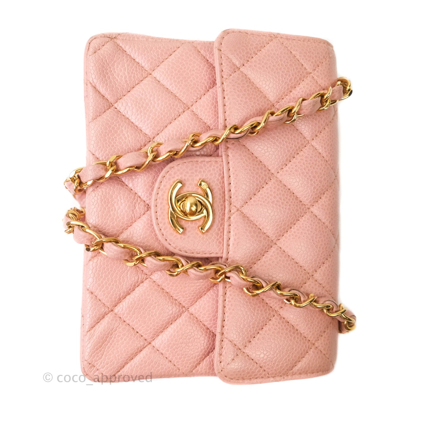 Chanel Quilted Vintage Mini Square Flap Pink Caviar 24K Gold Hardware