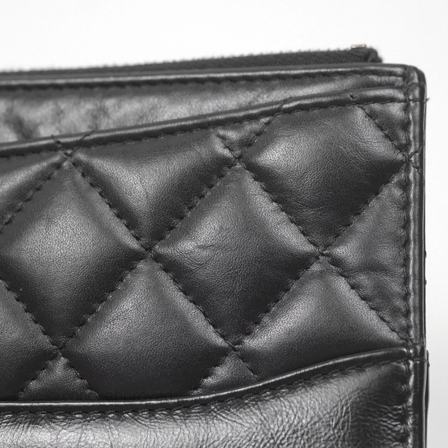 Chanel Quilted Gabrielle Zip Pouch Black Calfskin