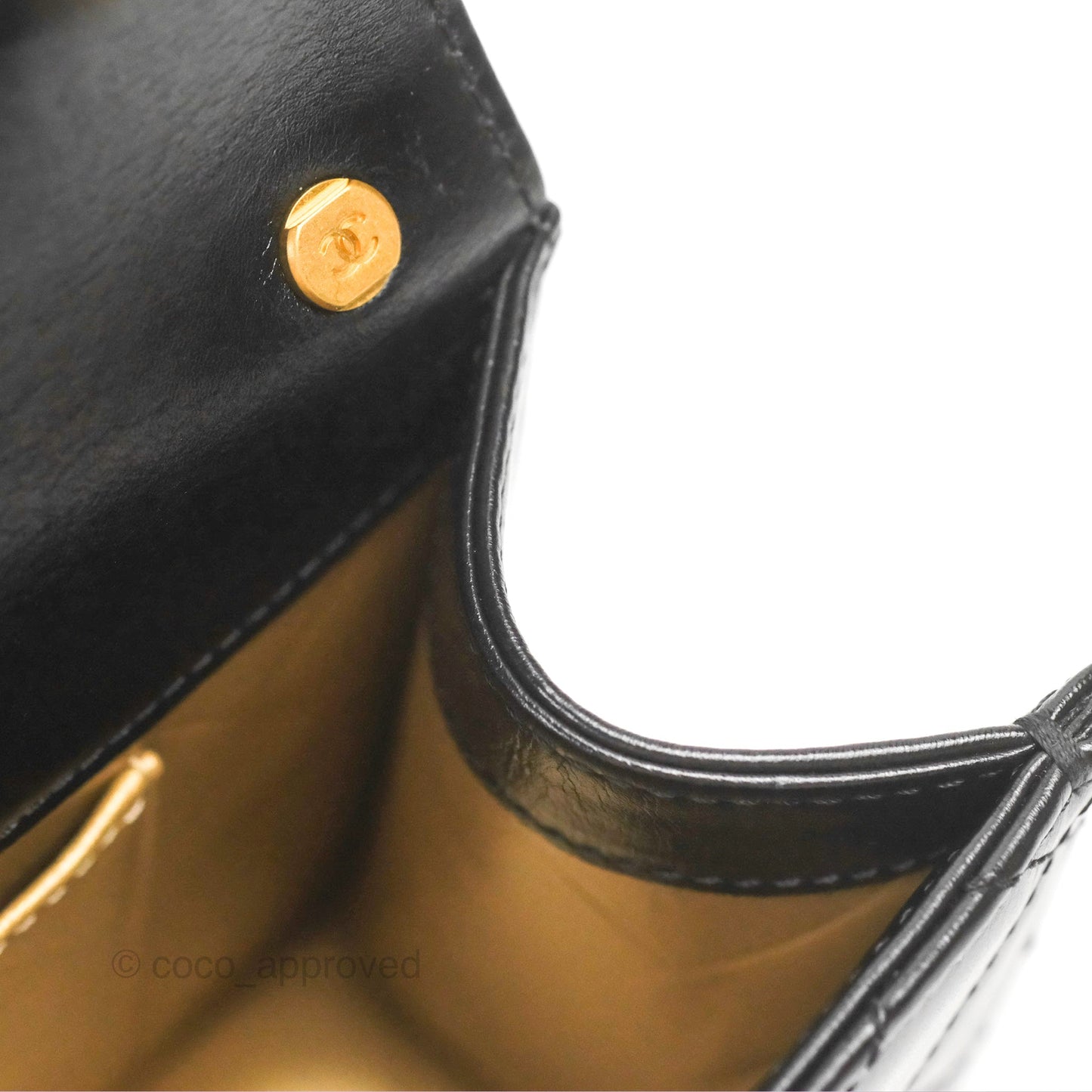Chanel Mini Diana Flap Bag Black Calfskin Aged Gold Hardware 21B
