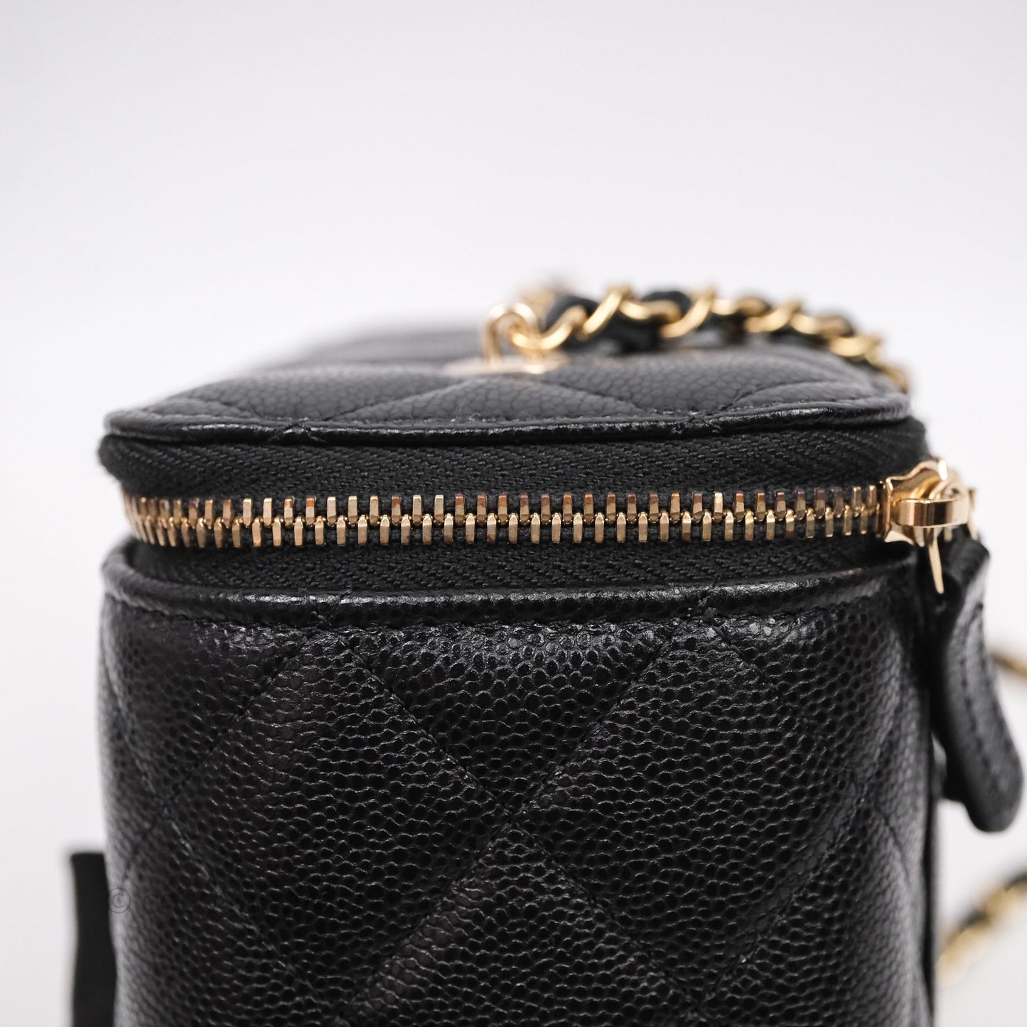 Chanel Vanity Rectangular With Chain Black Caviar Gold Hardware