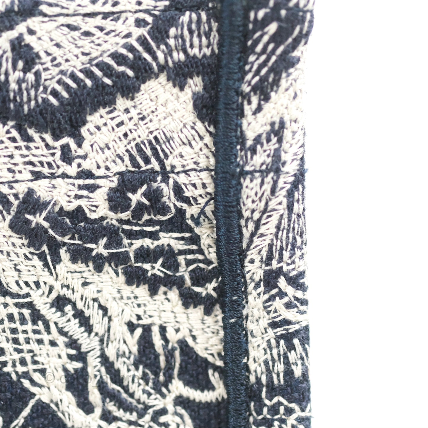 Christian Dior Embroidered Toile De Jouy Small Canvas Book Tote Navy
