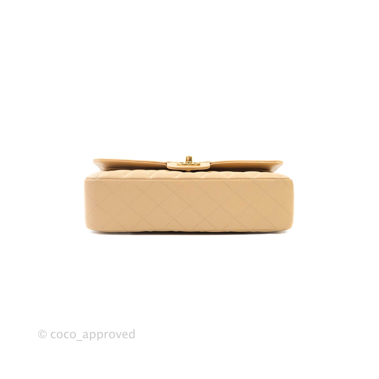 Chanel Classic M/L Medium Double Flap Beige Caviar Gold Hardware