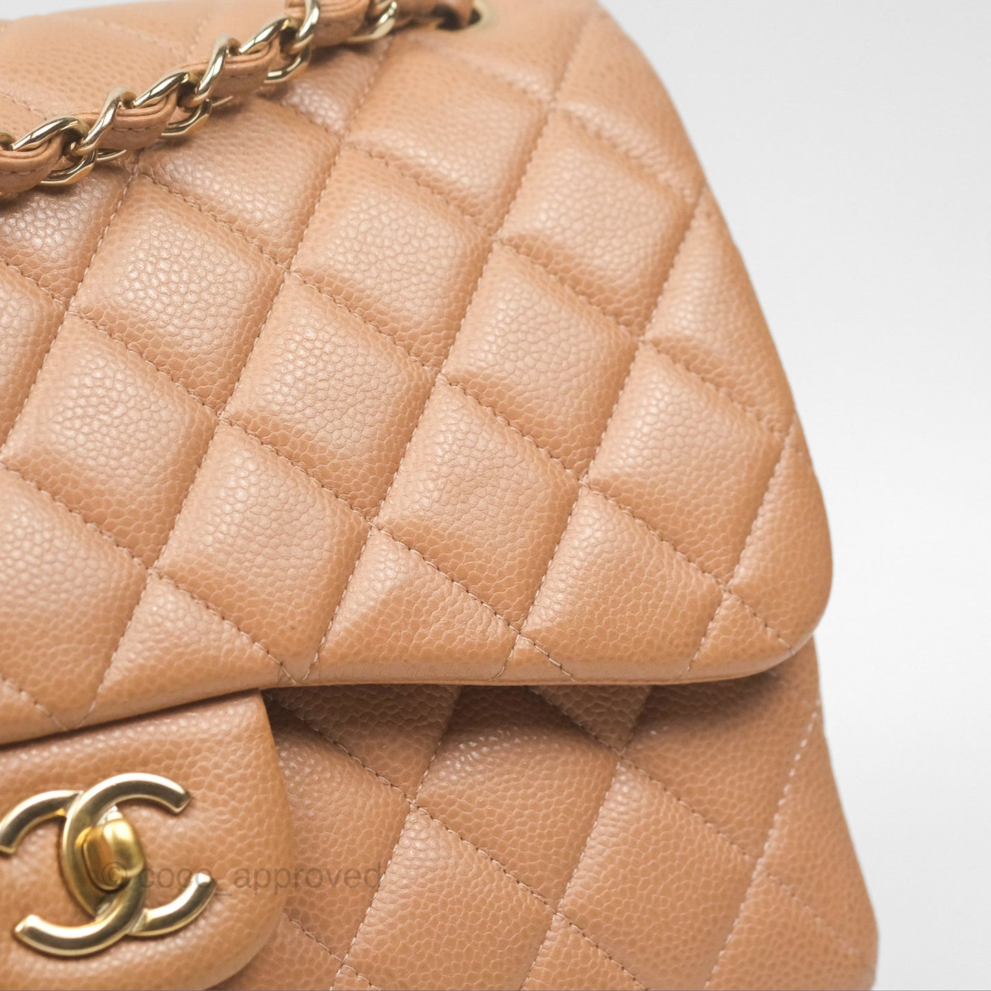 Chanel Classic Jumbo Double Flap Dark Beige Caviar Gold Hardware⁣⁣ 18S
