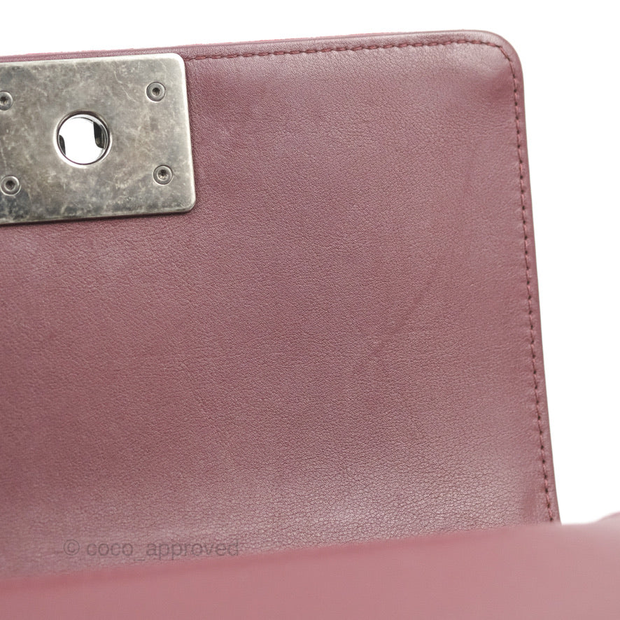 Chanel Small Boy Burgundy Velvet Ruthenium Hardware
