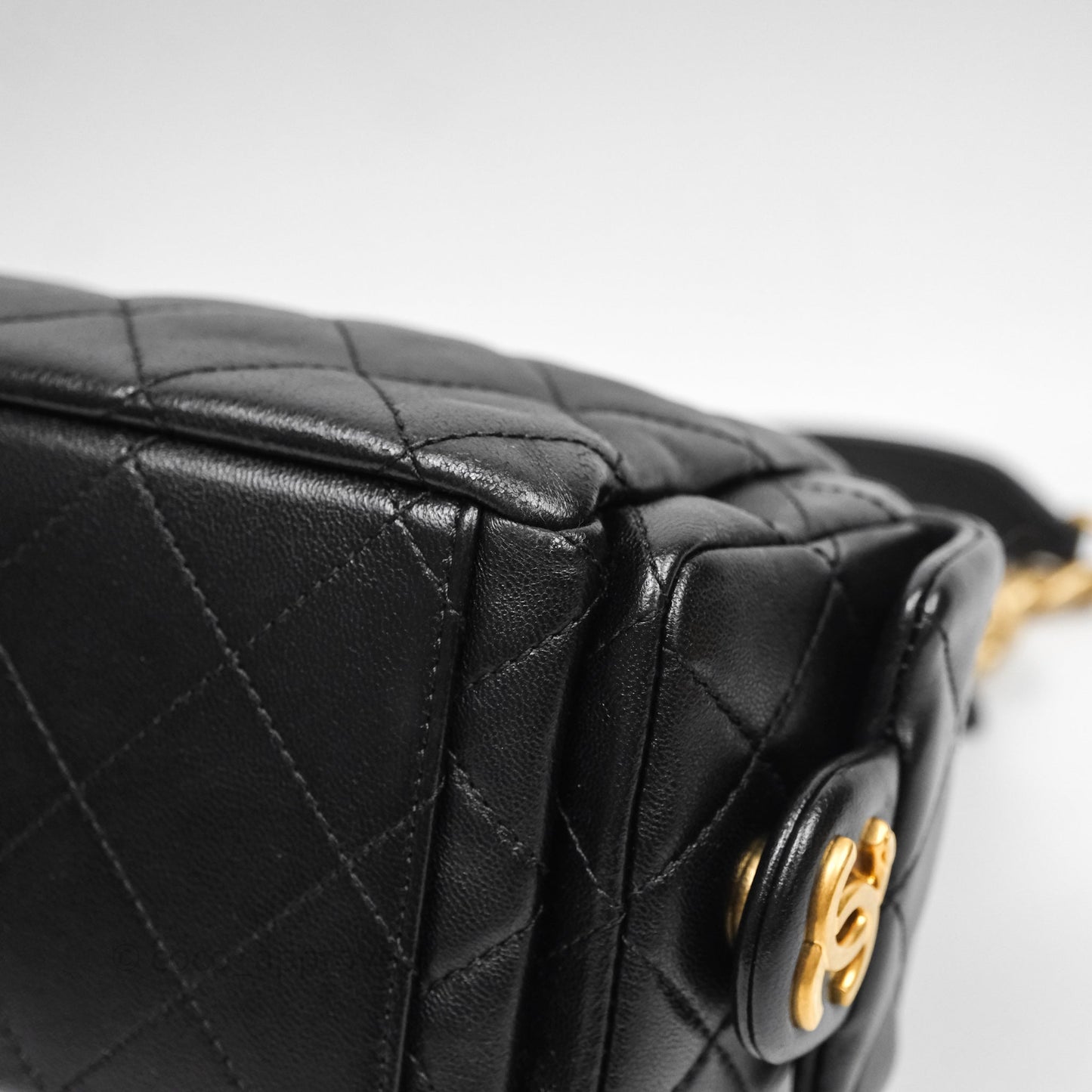 Chanel Small Quilted Trendy Double Pocket Hobo Black Lambskin Gold Hardware