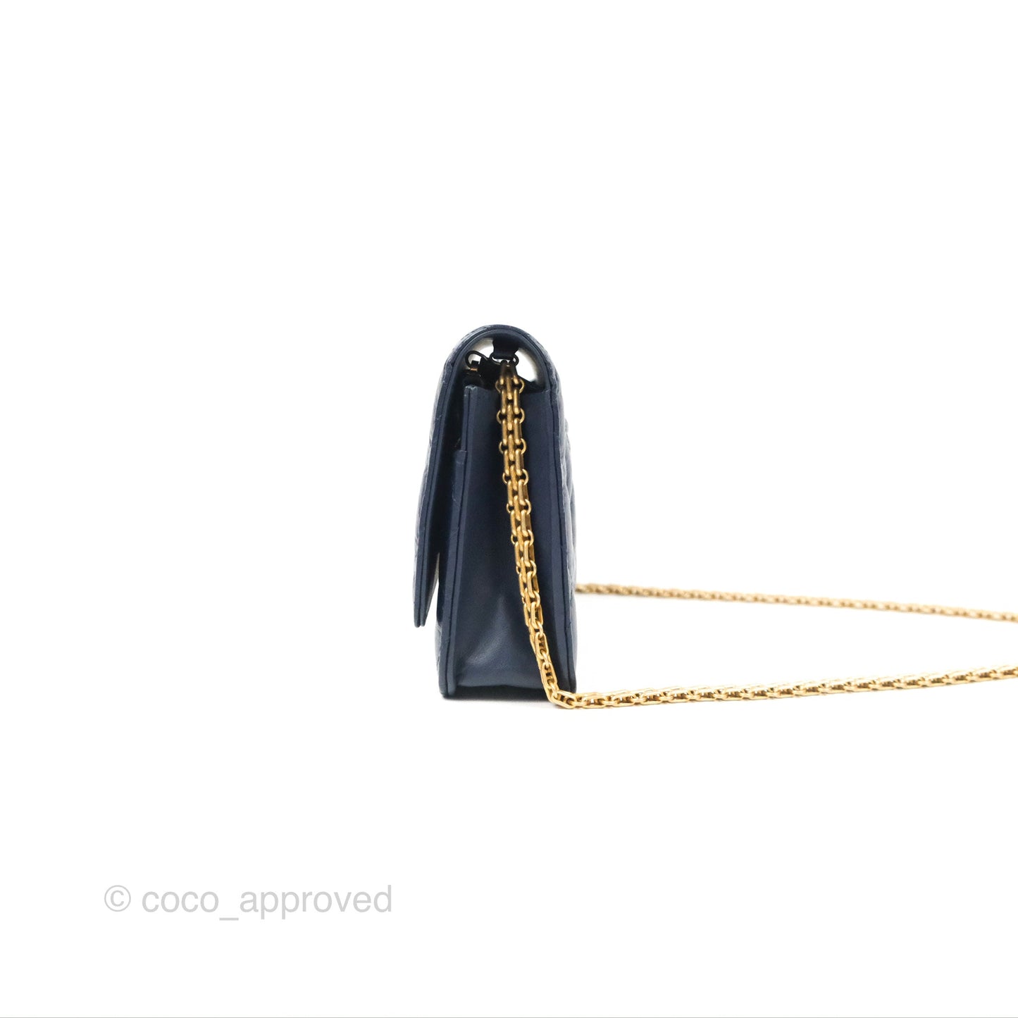Chanel Quilted Reissue Wallet On Chain WOC Navy Aged Calfskin Gold Hardware