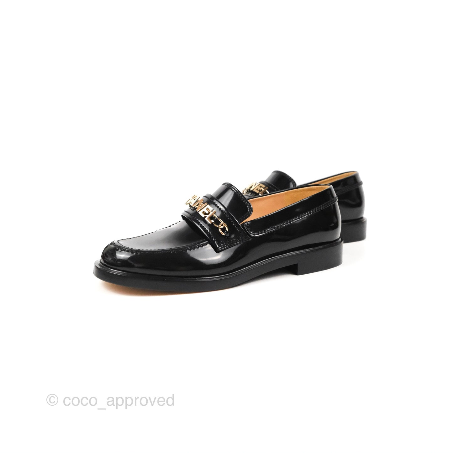 Chanel Patent Calfskin Black Loafers 21S Size 37.5