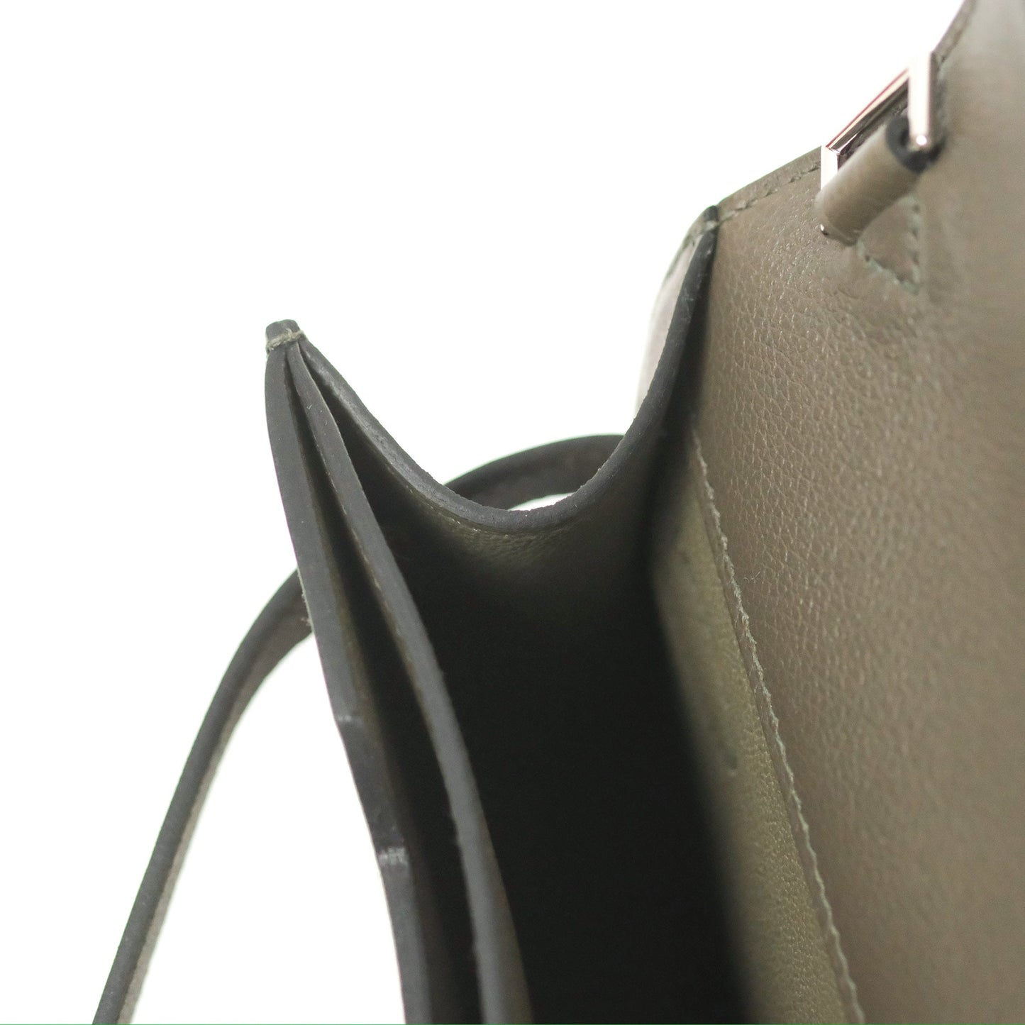 Hermès Kelly Depeches 25 Pouch Vert-De-Gris / Noir / Fauve Evercolor Evergrain & Barenia Calfskin
