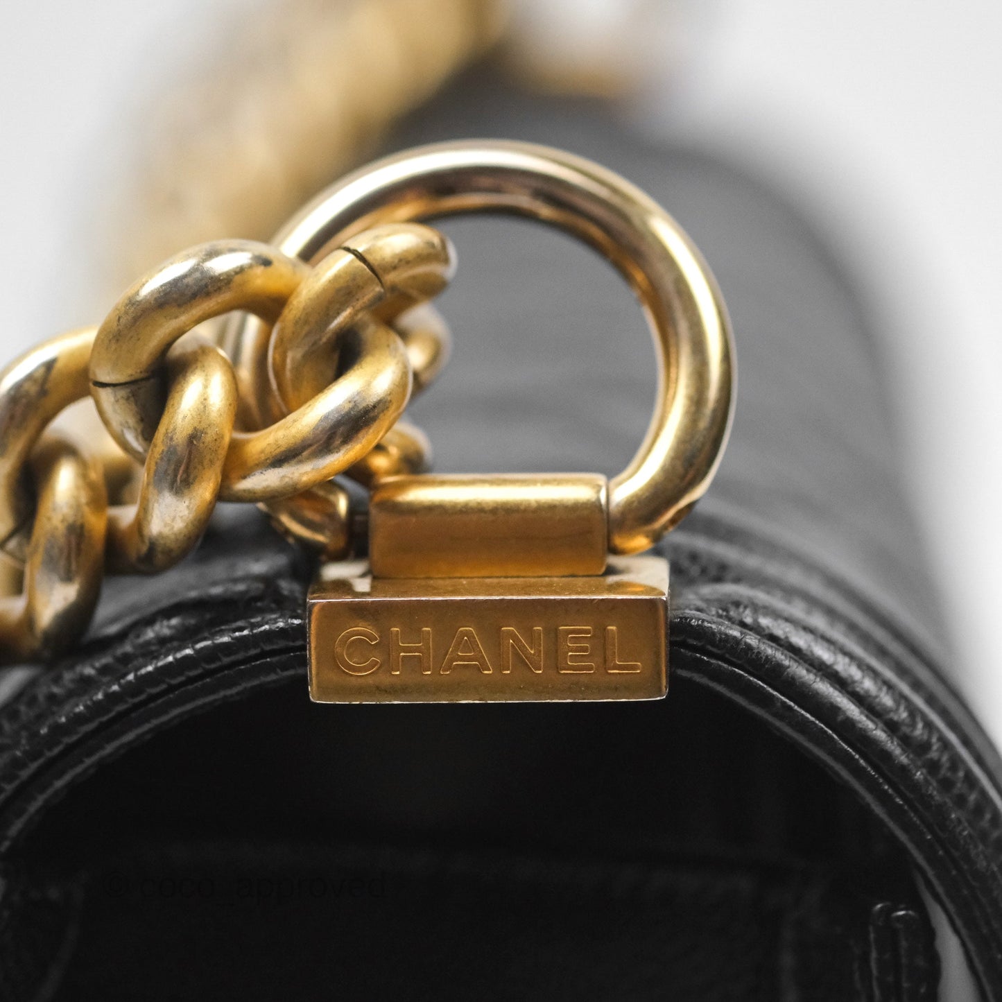 Chanel Medium Boy Quilted Black Caviar Aged Gold Hardware