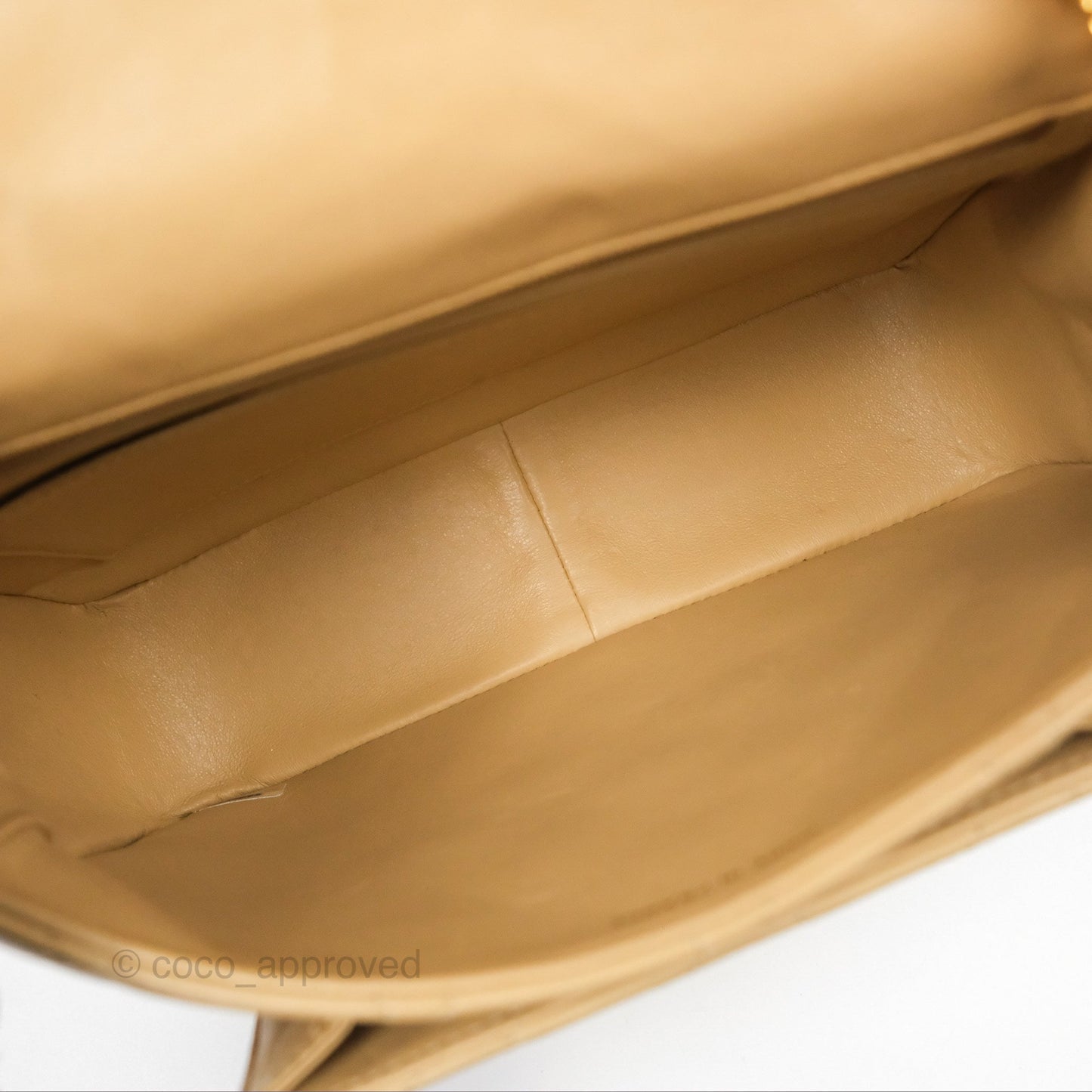 Chanel Vintage Flap Bag Beige Lambskin Gold Hardware