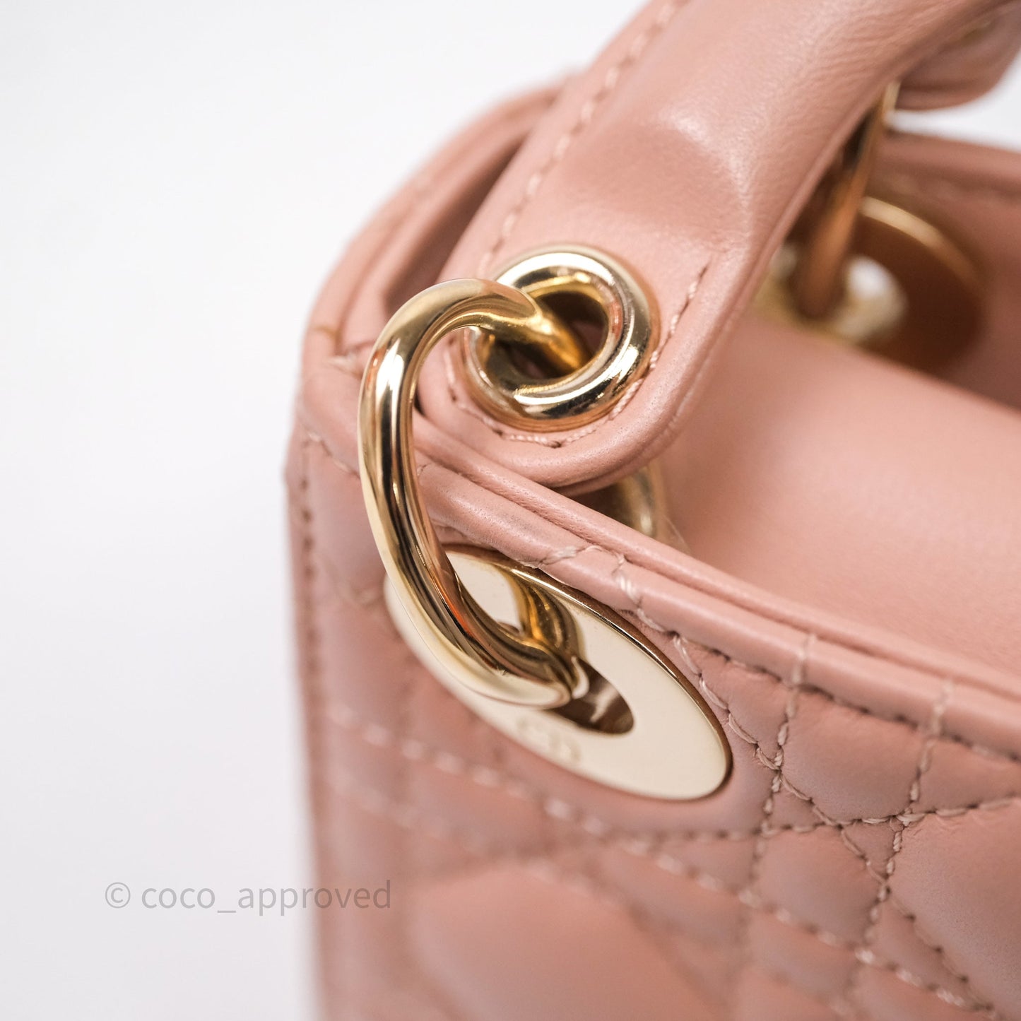 Christian Dior Micro Lady Dior Pink Beige Cannage Calfskin Gold Hardware