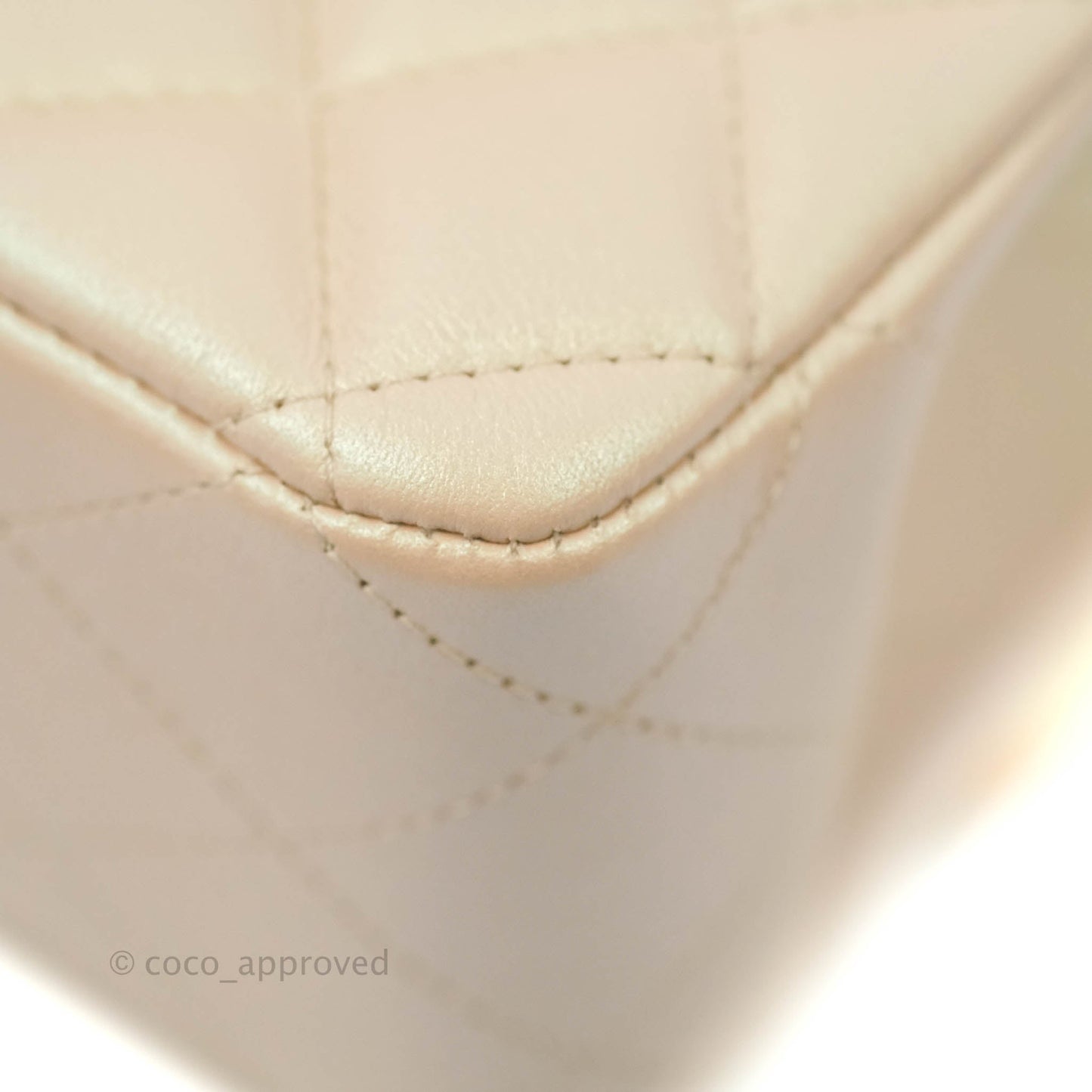 Chanel Classic M/L Medium Double Flap Iridescent Beige Calfskin Gold Hardware 21S