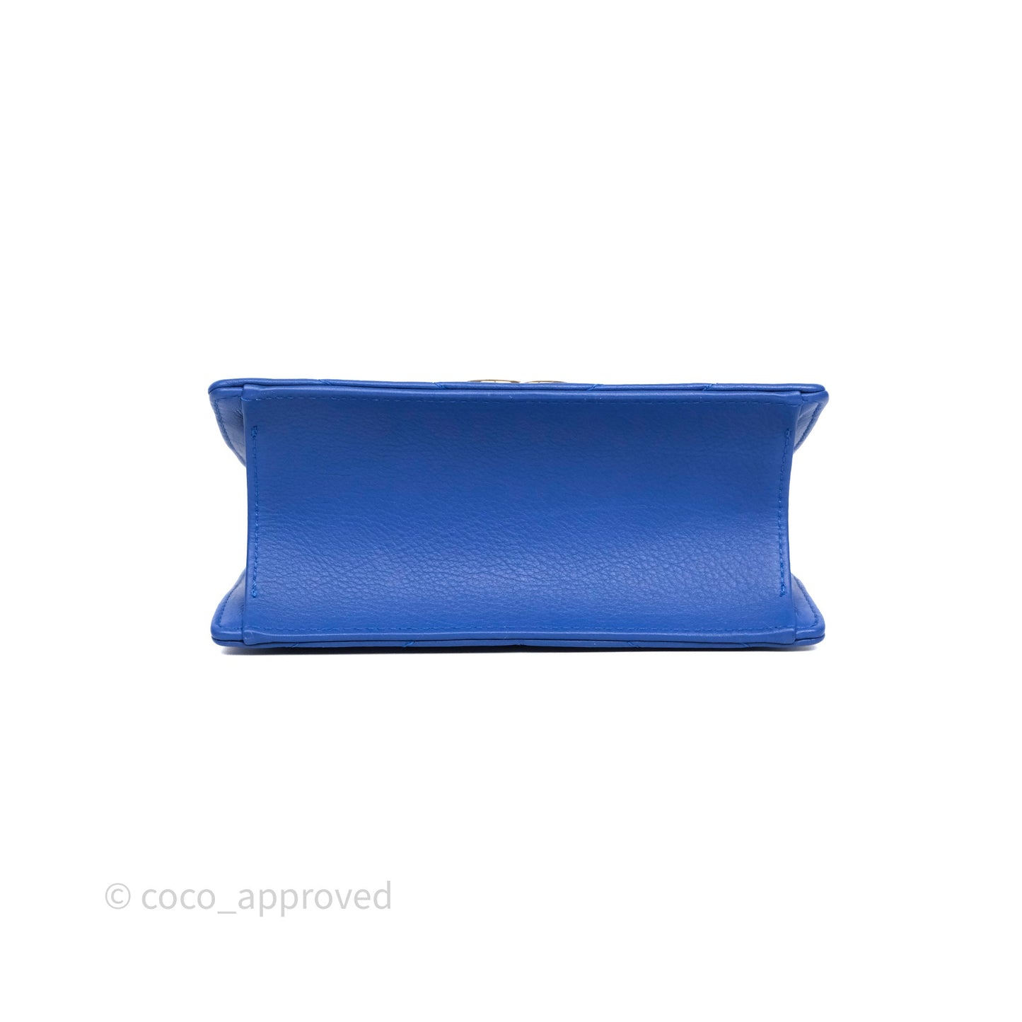 Chanel Chevron Square Envelope Flap Bag Royal Blue Calfskin Gold Hardware 19C
