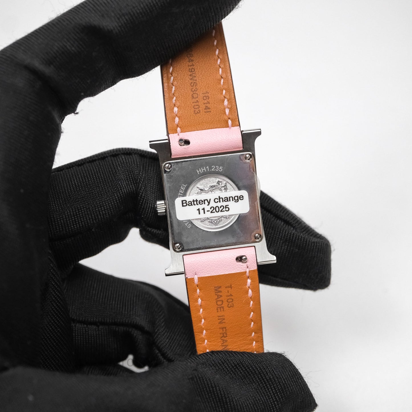 Hermès Heure H Watch Diamond Rose Sakura Swift Palladium Hardware