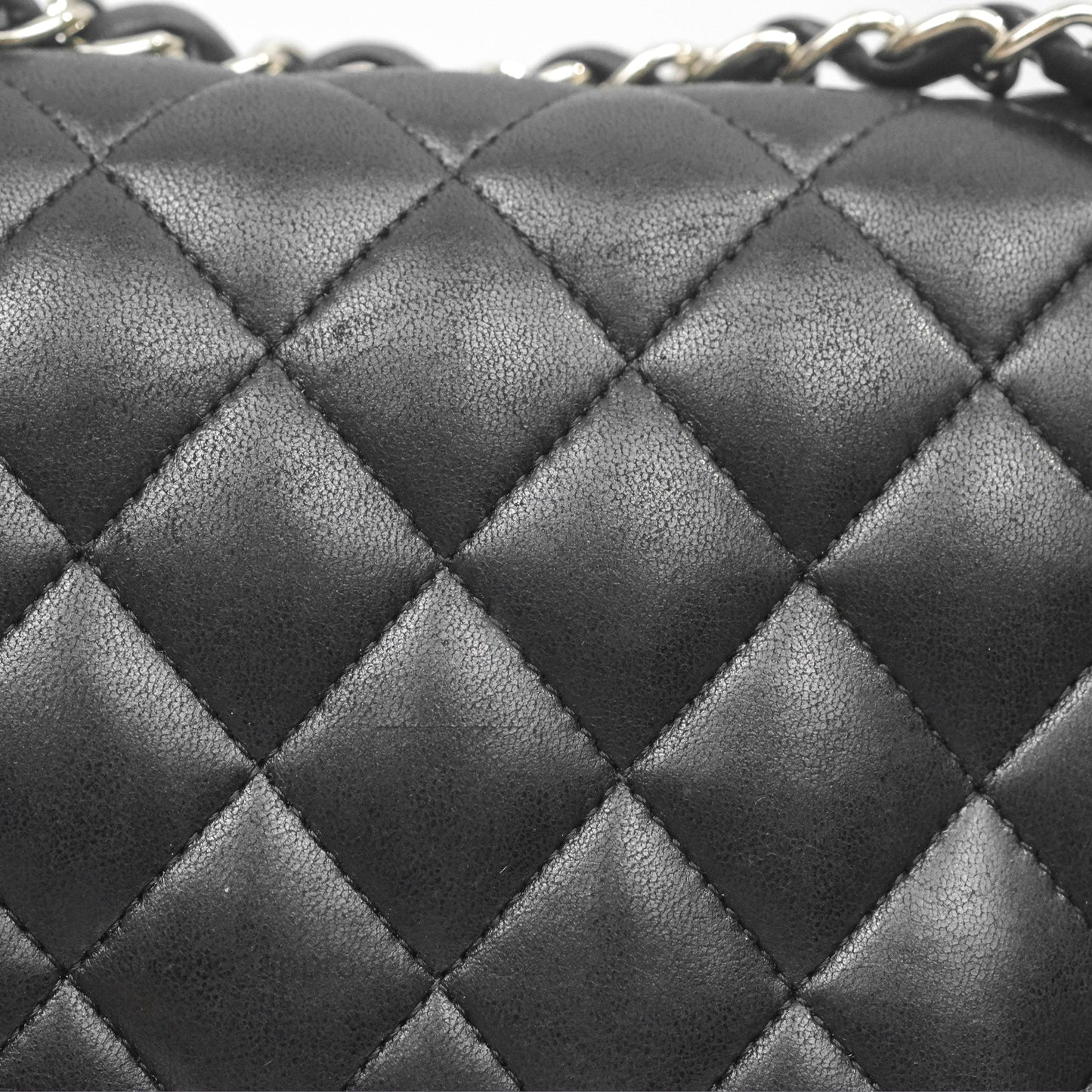 Chanel Classic M/L Medium Flap Quilted Black Lambskin Silver Hardware