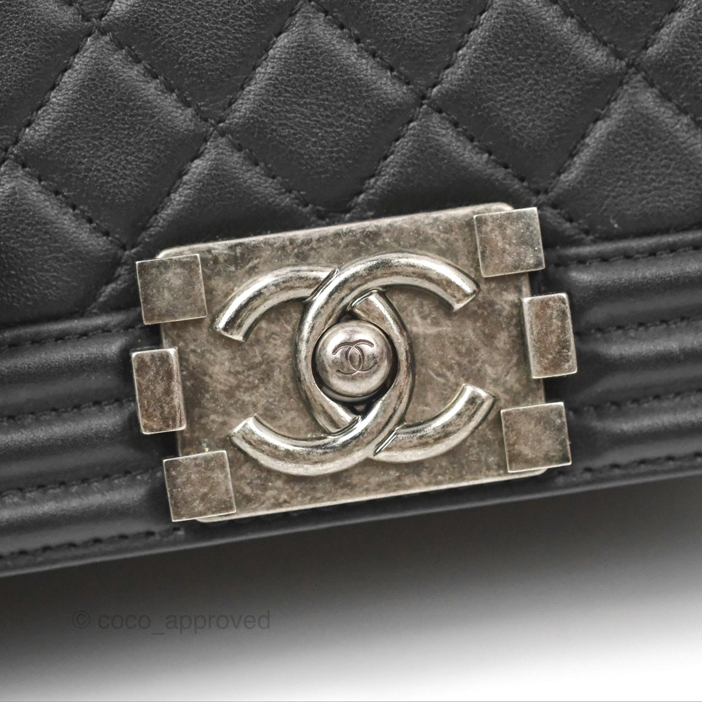 Chanel Small Boy Black Calfskin Ruthenium Hardware