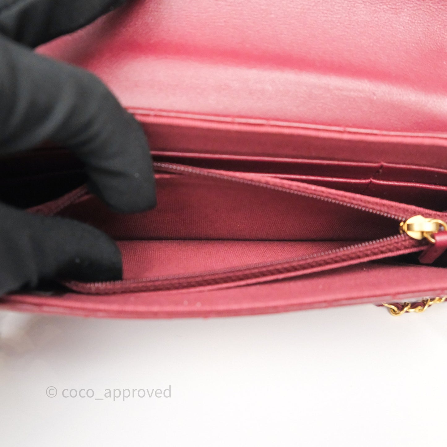 Chanel Mini WOC with CC Chain Burgundy Lambskin Gold Hardware 22K