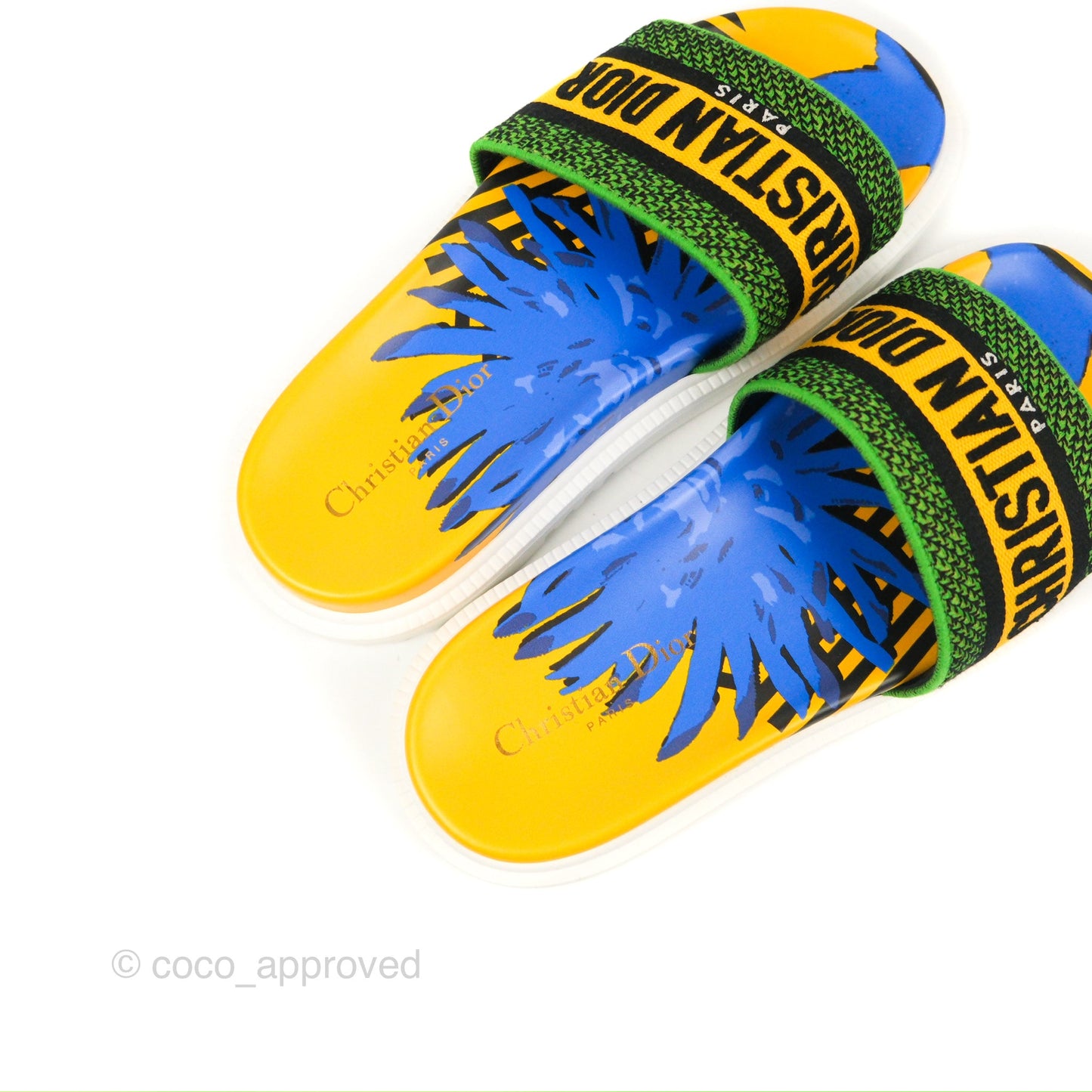 Dior Dway Slides Yellow Multicolor Size 37.5