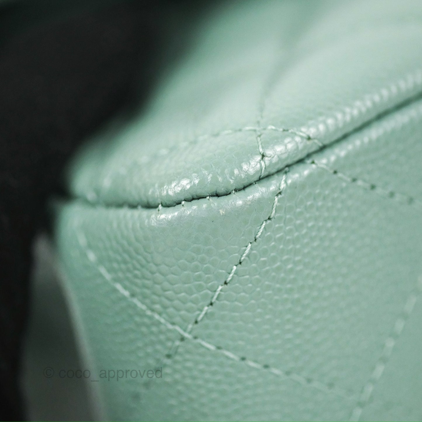 Chanel Classic M/L Medium Flap Quilted Tiffany Green Caviar Gold Hardware