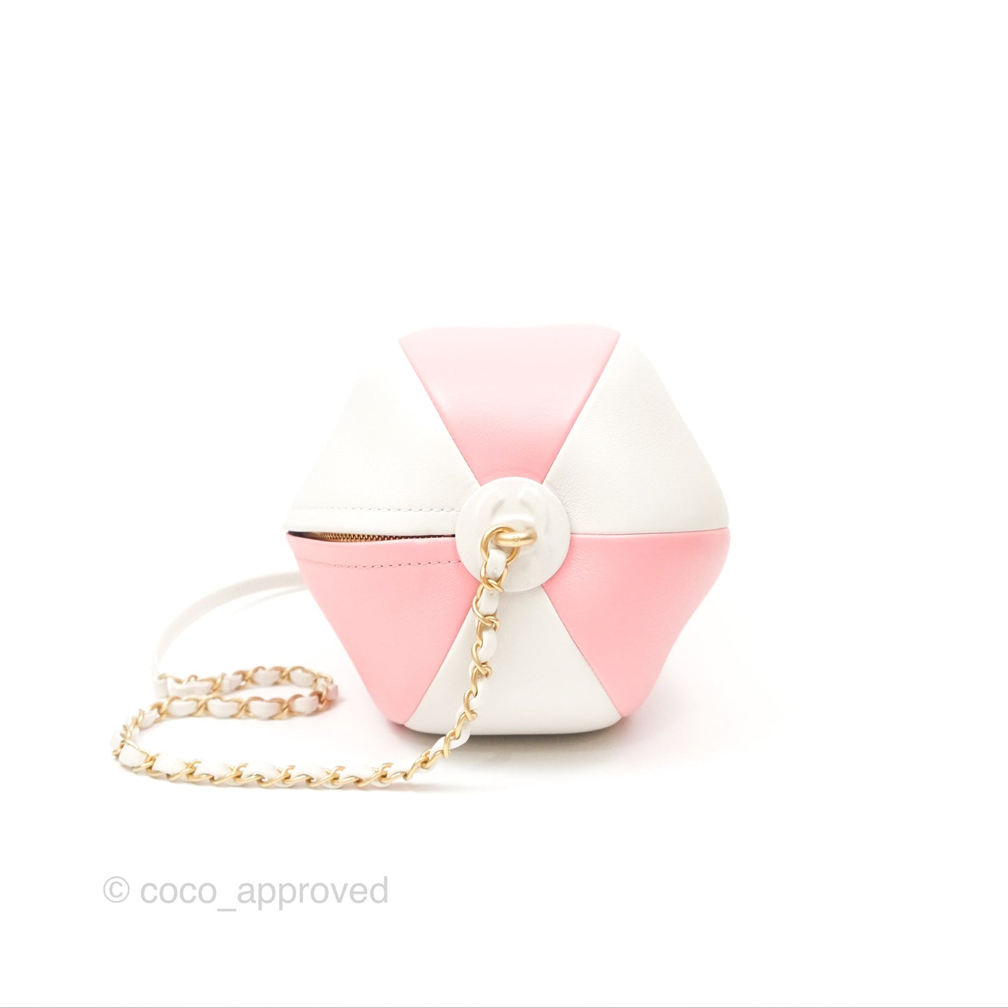 Chanel Coco Beach Ball Pink White Calfskin Gold Hardware