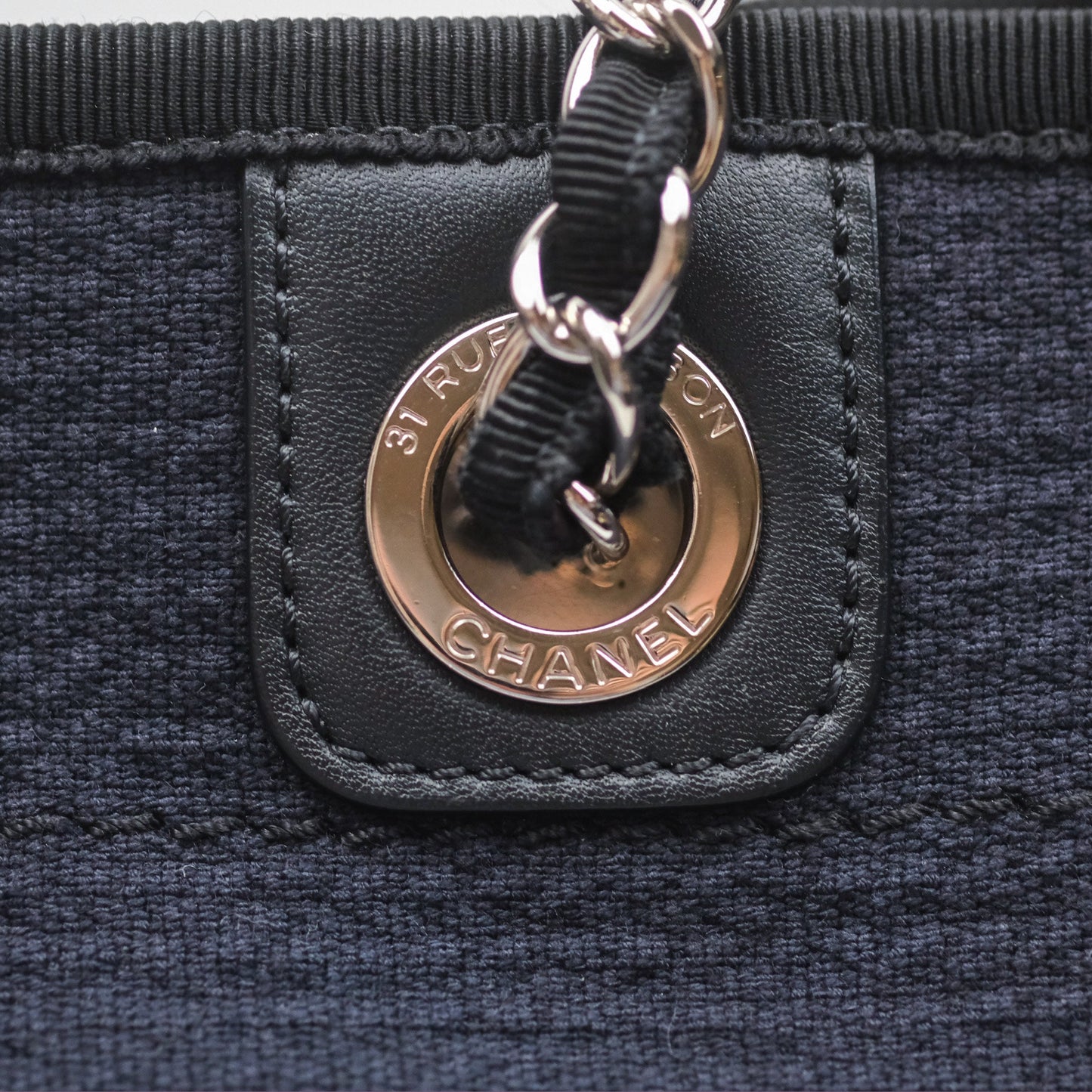 Chanel Medium Deauville Navy Canvas Silver Hardware