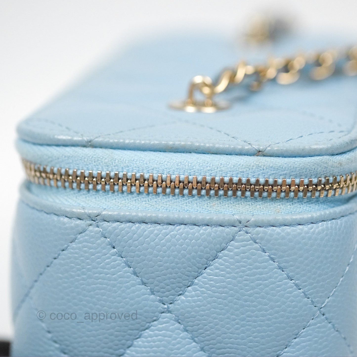 Chanel Classic Vanity With Chain Blue Caviar Gold Hardware
