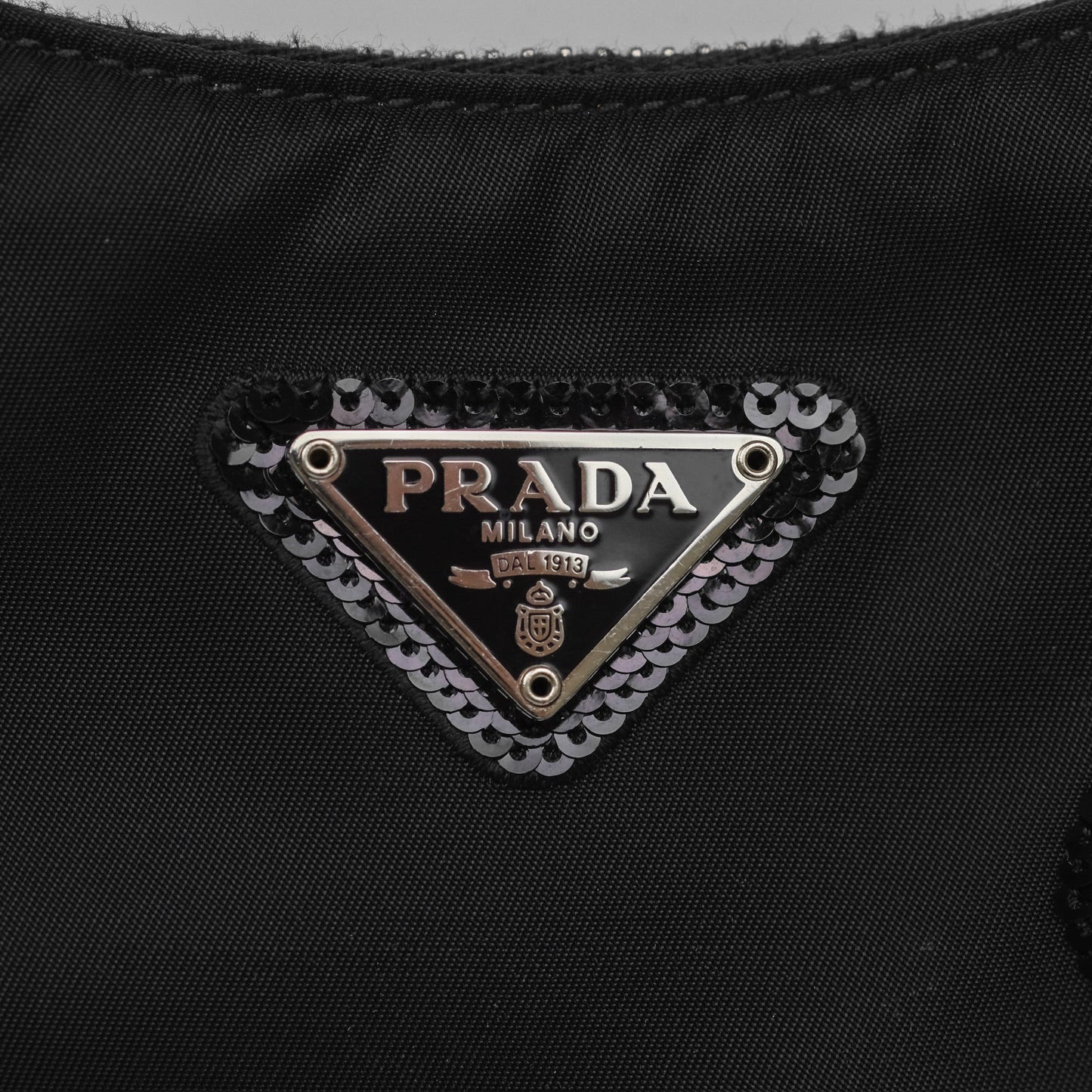 Prada Nylon Re-Edition 2005 Shoulder Bag Black Sequin Polka Dot