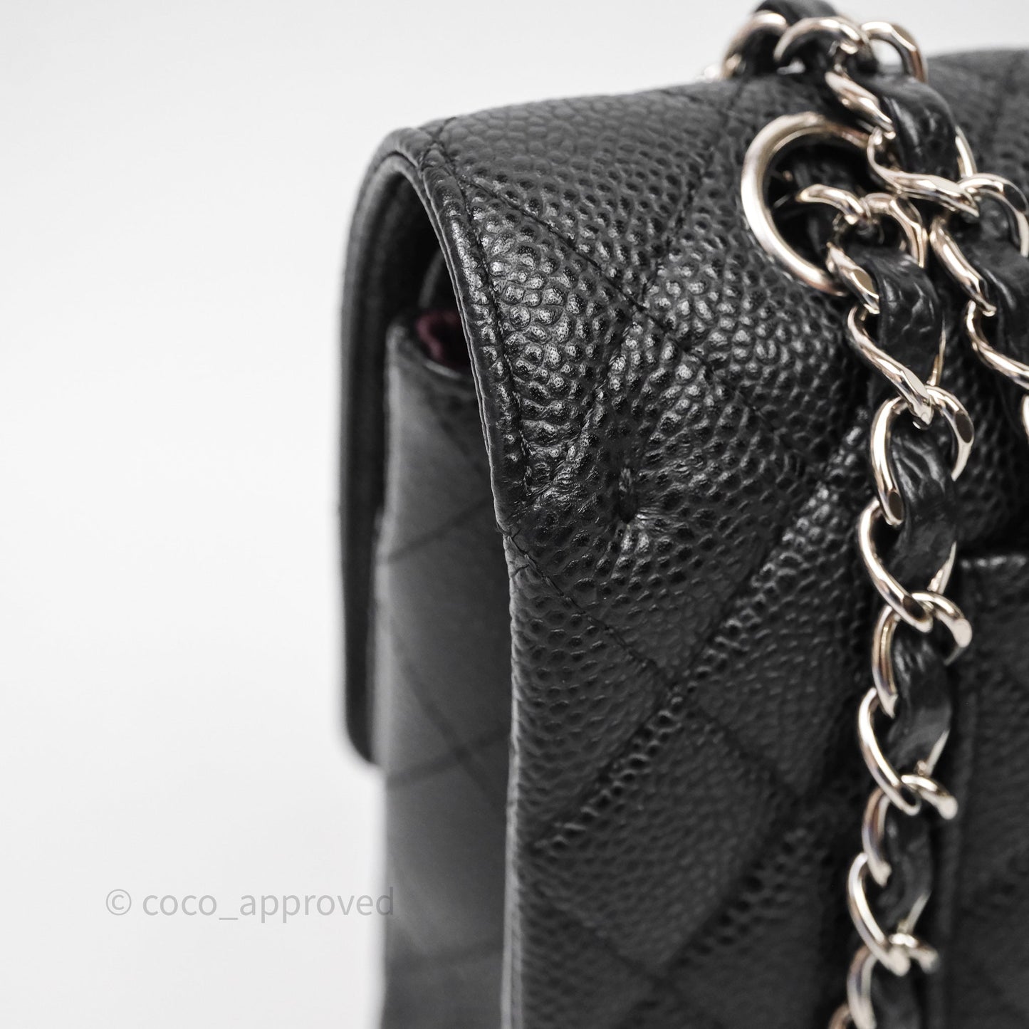 Chanel Classic M/L Medium Flap Quilted Black Caviar Silver Hardware