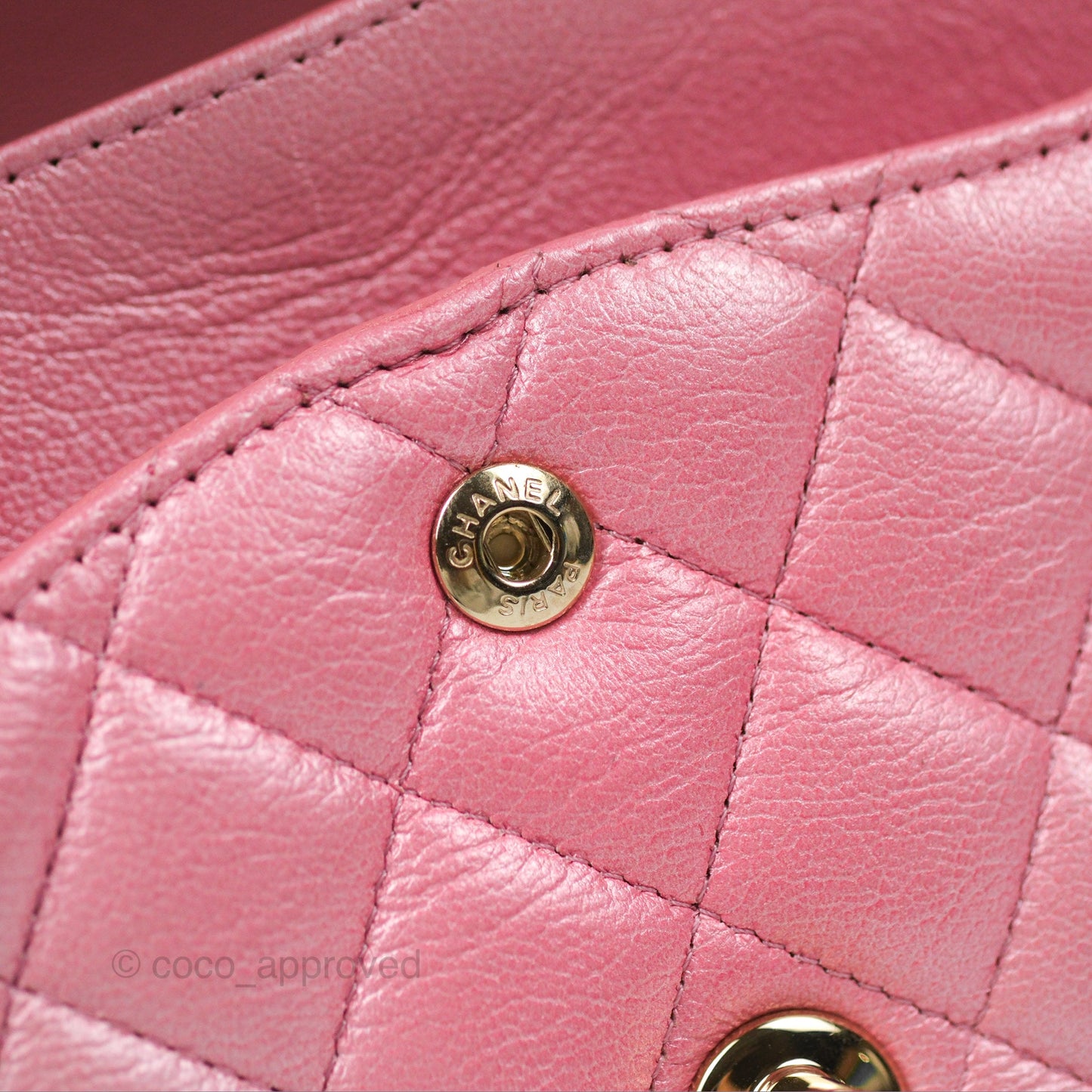 Chanel Classic M/L Medium Flap Quilted Pink Cloudy Pearly Goatskin Gold Hardware 23S