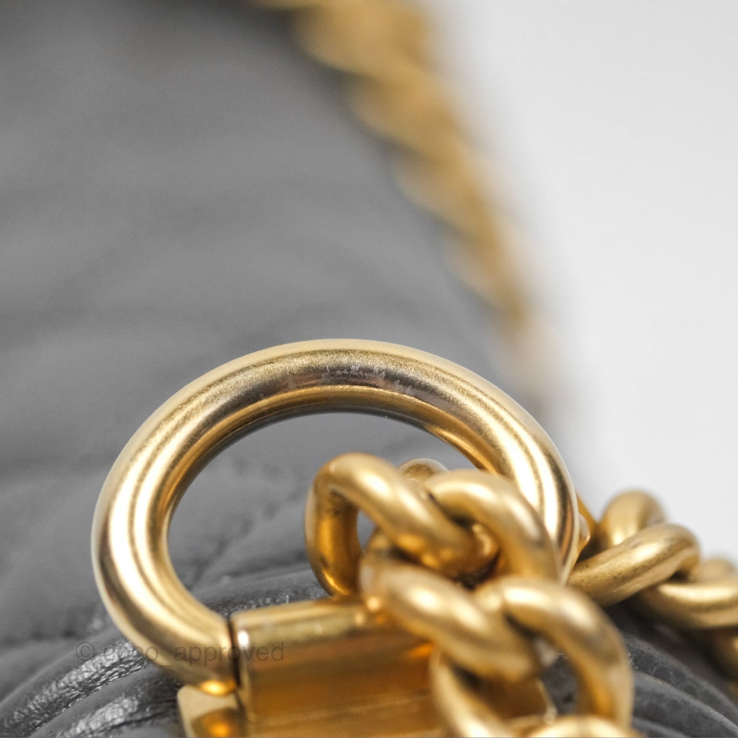 Chanel Boy Messenger Bag Grey Caviar Aged Gold Hardware