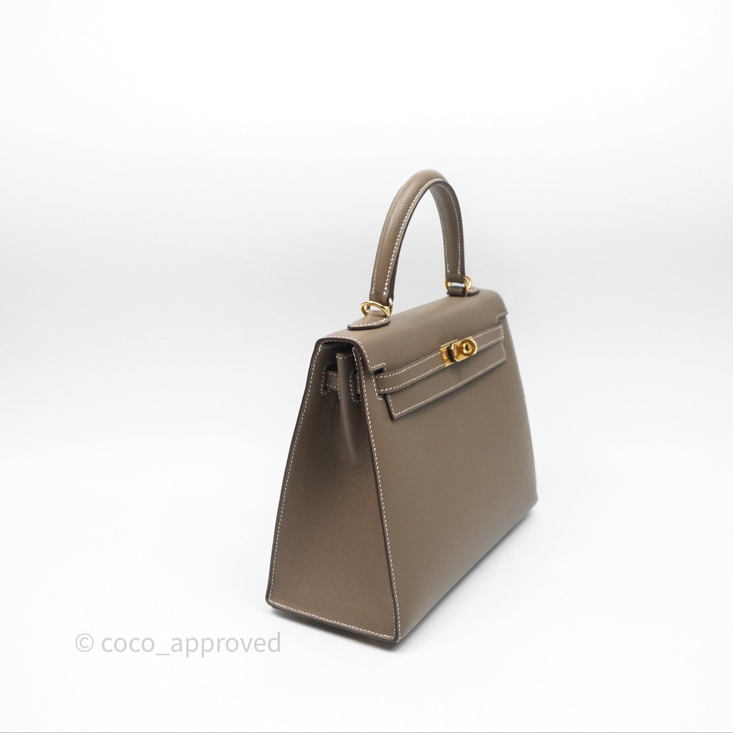 Hermès Kelly 25 Sellier Etoupe Epsom Gold Hardware