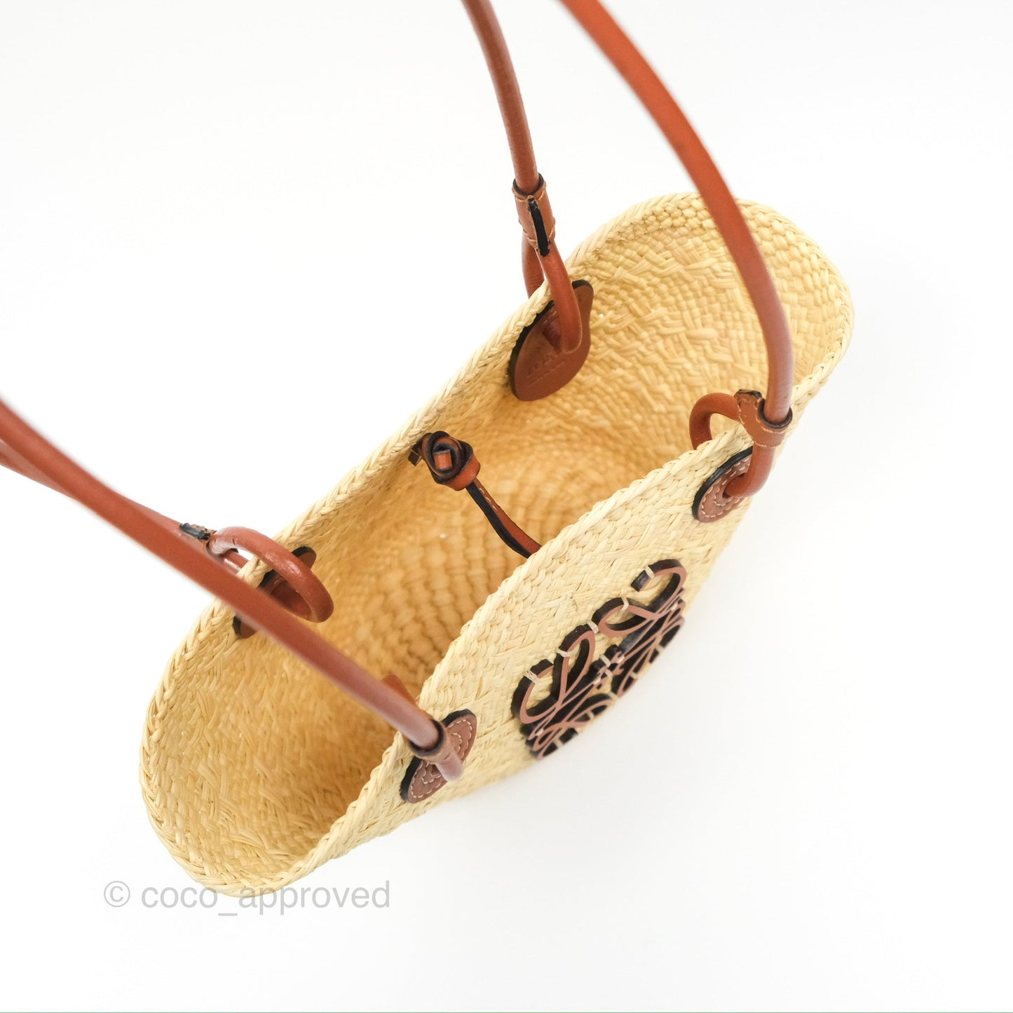 Loewe Mini Anagram Basket Bag Iraca Palm Calfskin Natural/Tan