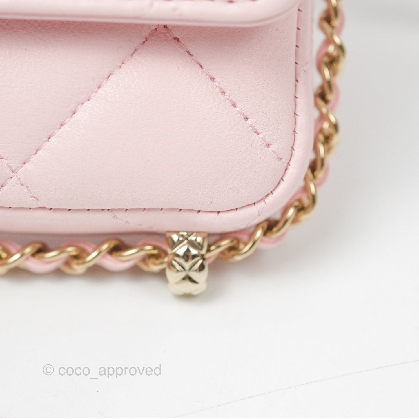 Chanel Mini Chain Around Clutch With Chain Pink Lambskin Gold Hardware