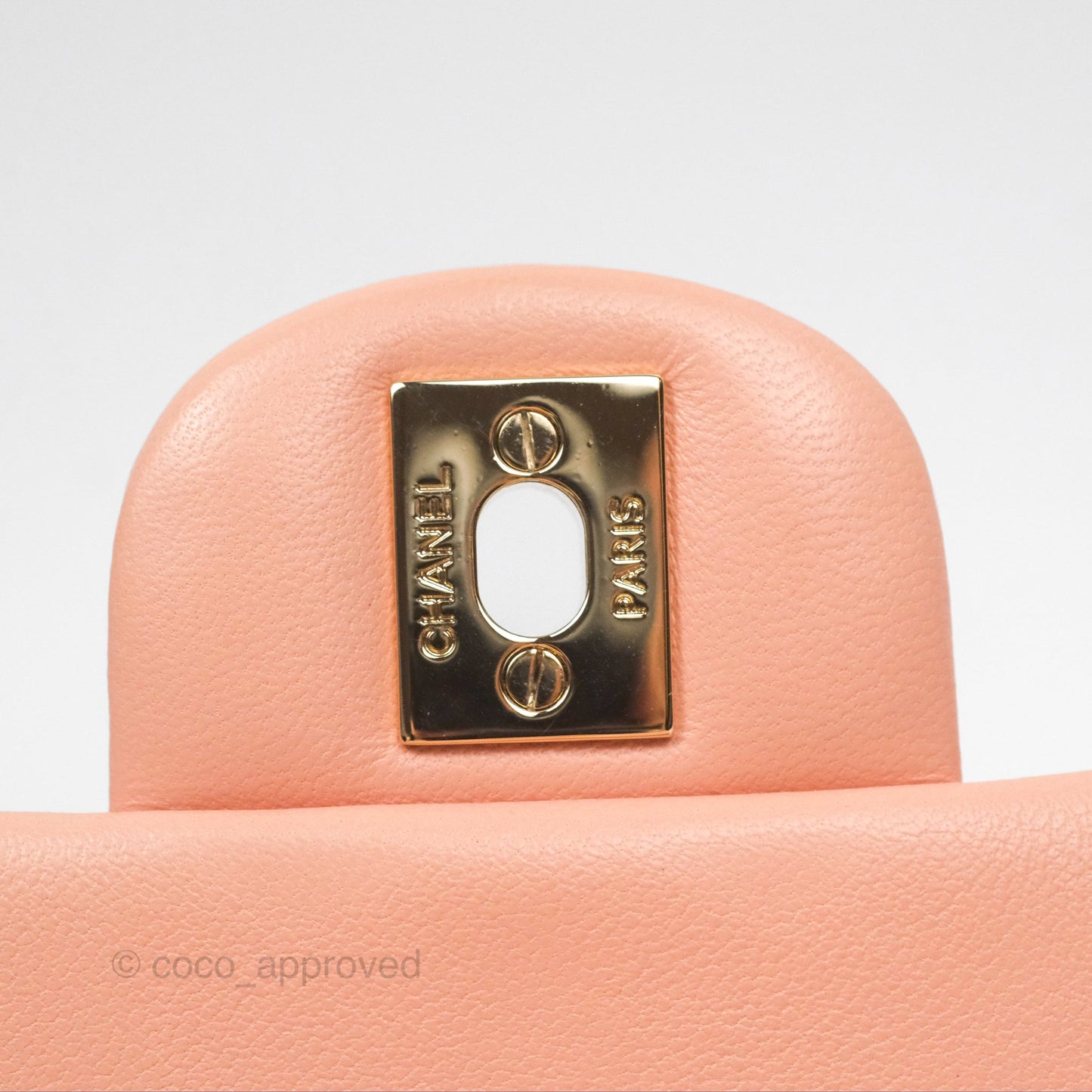 Chanel Quilted Mini Square Lambskin Light Beige Pink Gold Hardware