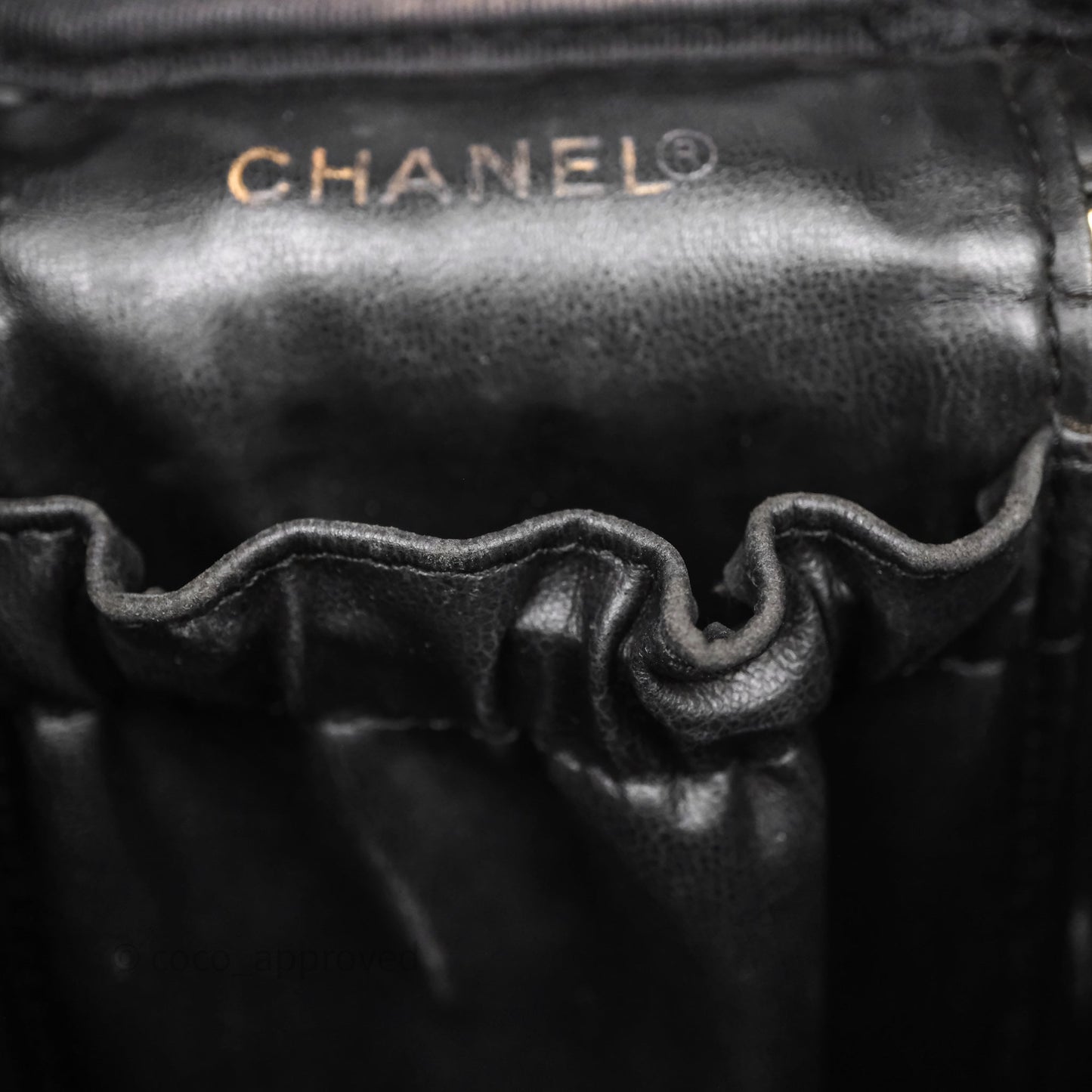 Chanel Vintage Vanity Case Black Caviar Gold Hardware