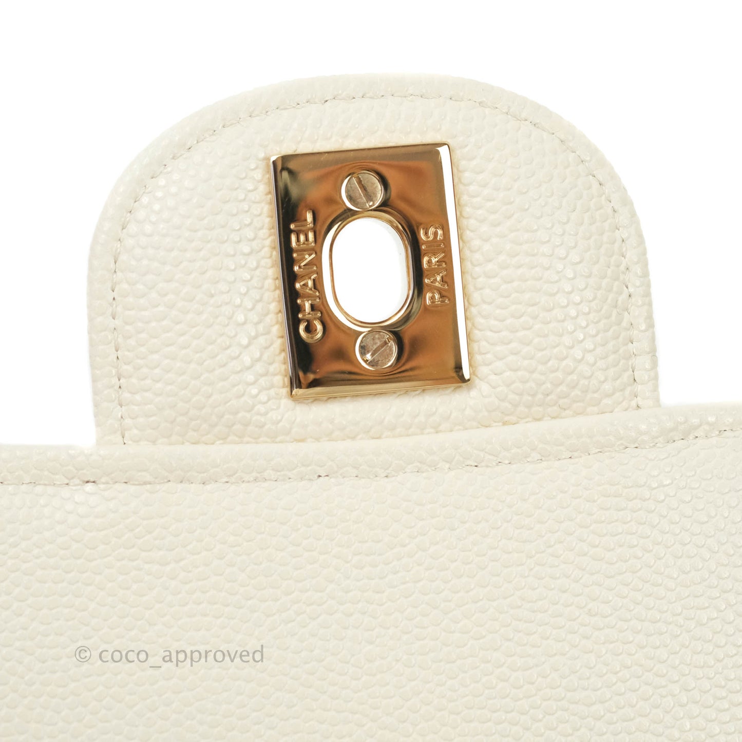 Chanel Classic Quilted Mini Rectangular Flap Ivory Caviar Gold Hardware