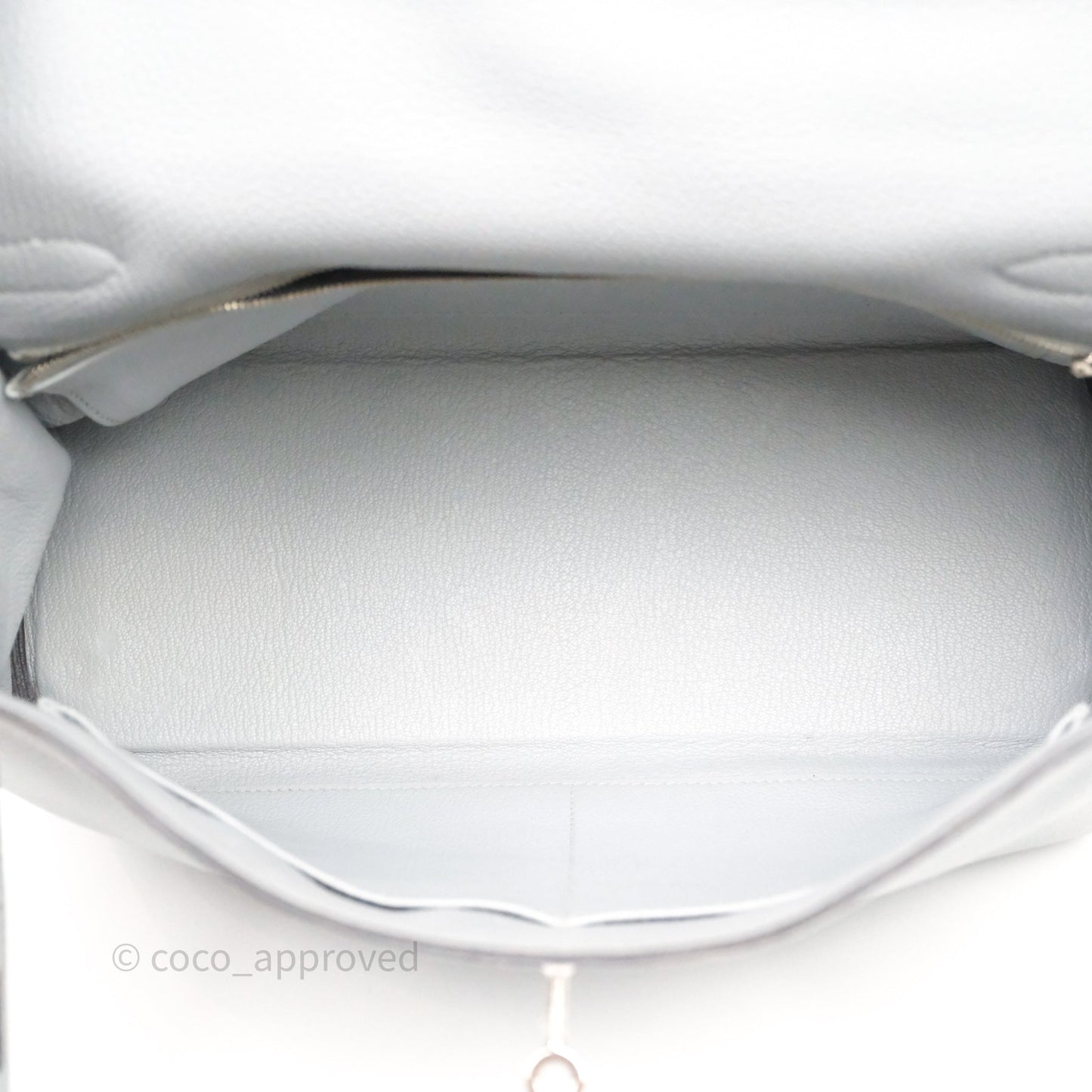 Hermès Kelly 32 Retourne Bleu Glacier 8U Togo Palladium Hardware