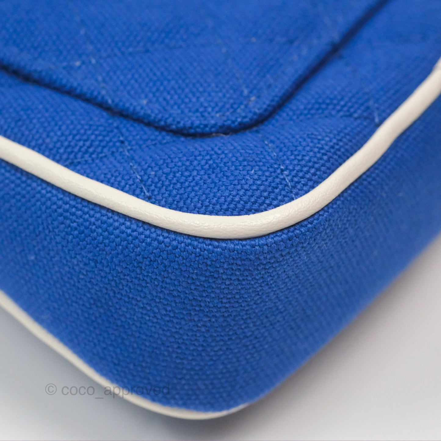 Chanel Mini Tennis Racket Clutch with Chain Blue White Cotton 23C