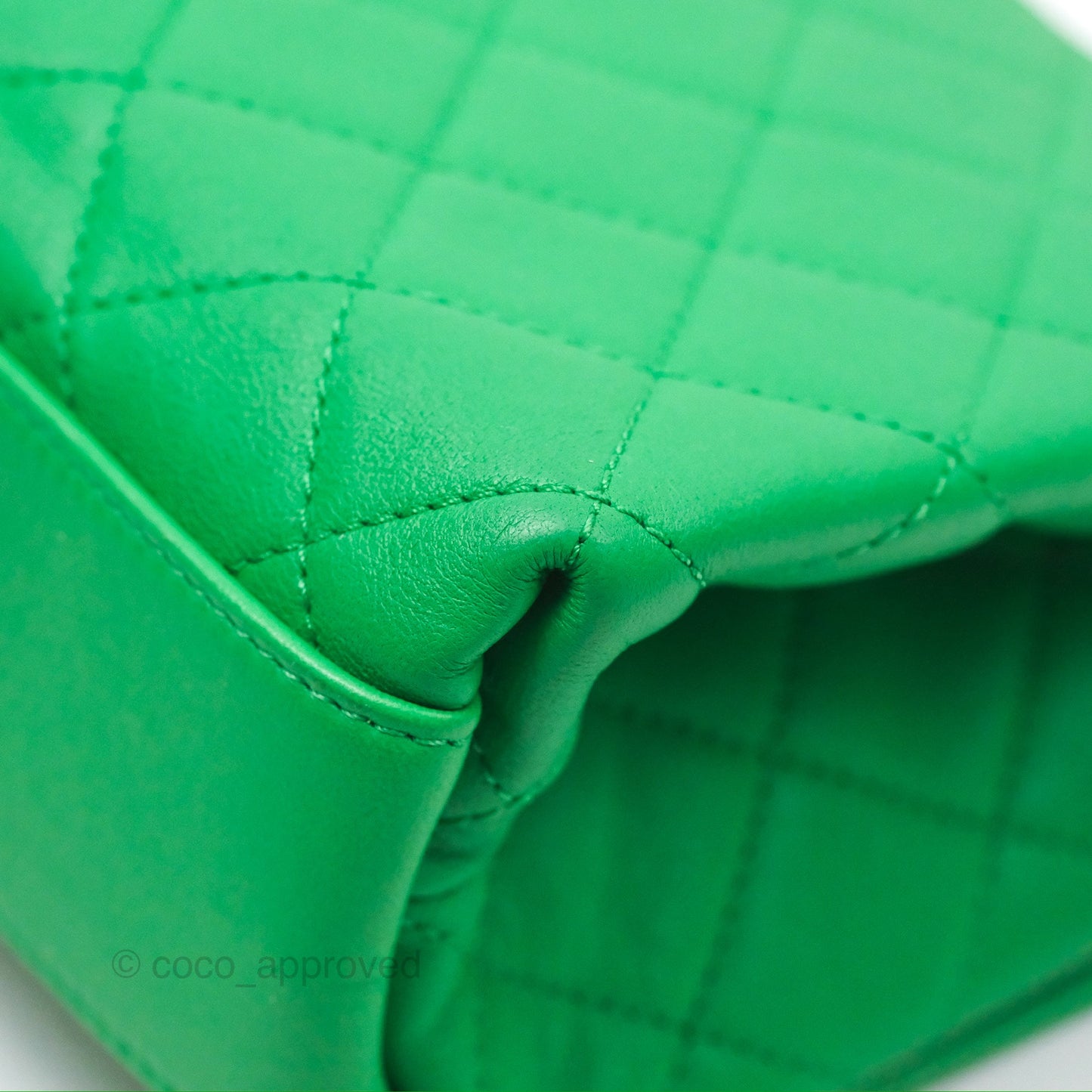 Chanel CC Quilted Flap Bag With Top Handle Green Calfskin Gold Hardware