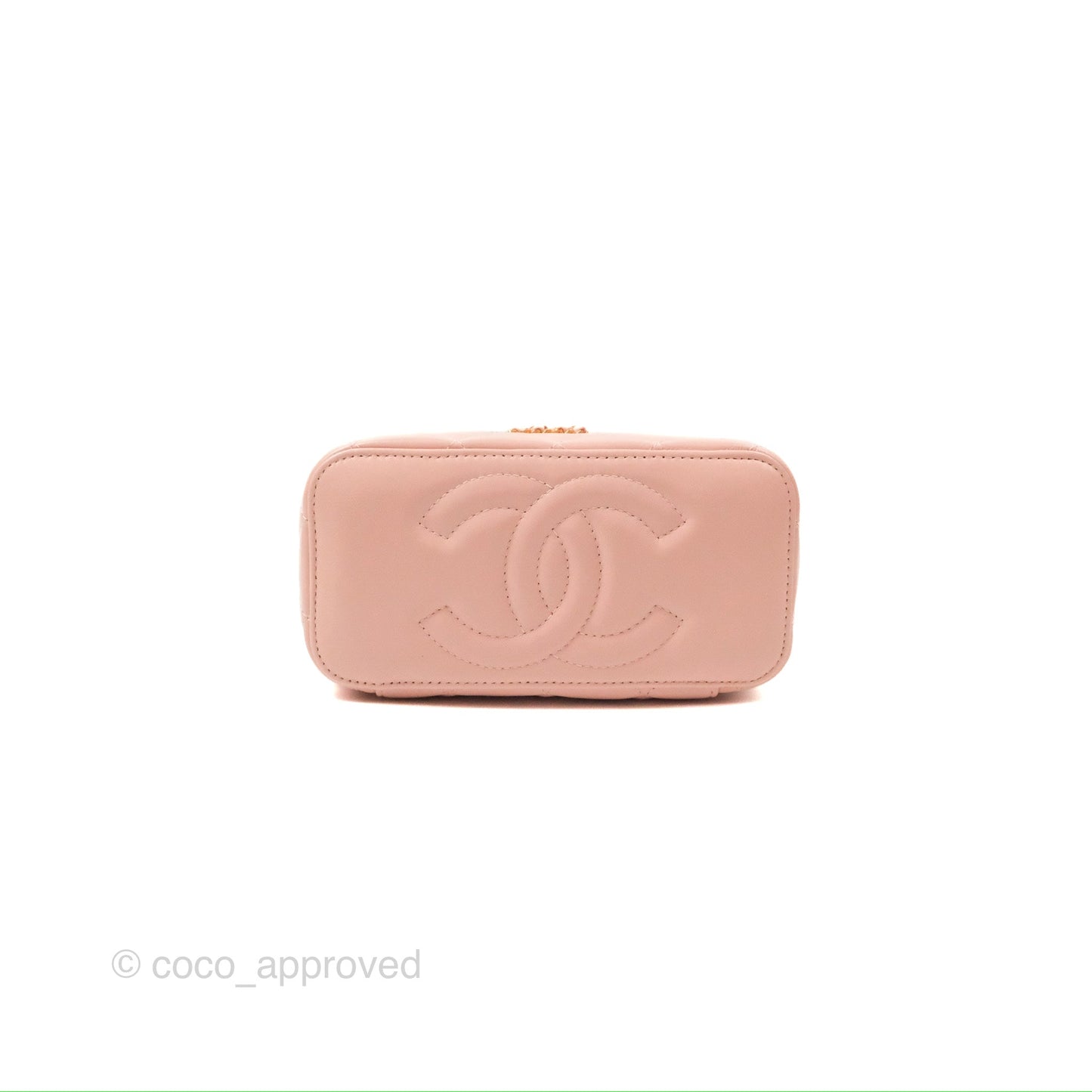 Chanel Vanity Rectangular Top Handle Pink Lambskin Gold Hardware