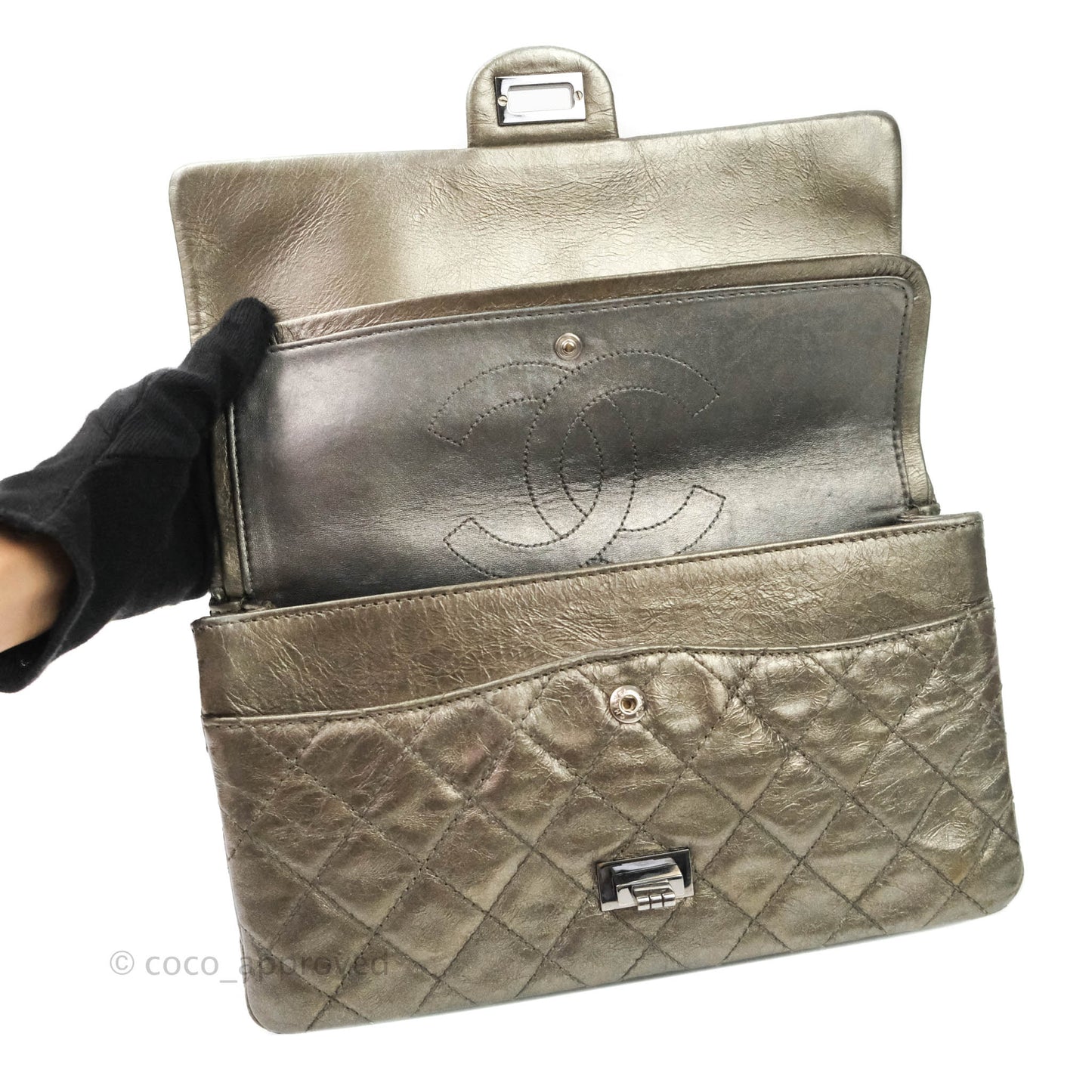 Chanel Quilted Reissue 226 Metallic Aged Calfskin Gun Metal Hardware