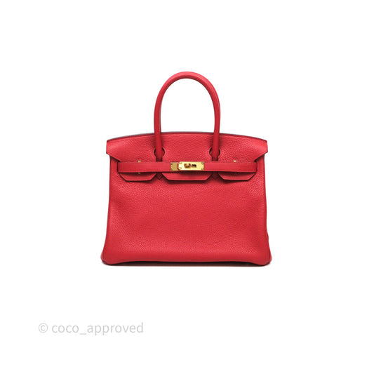 Hermes Birkin 30 Rouge Togo Gold Hardware