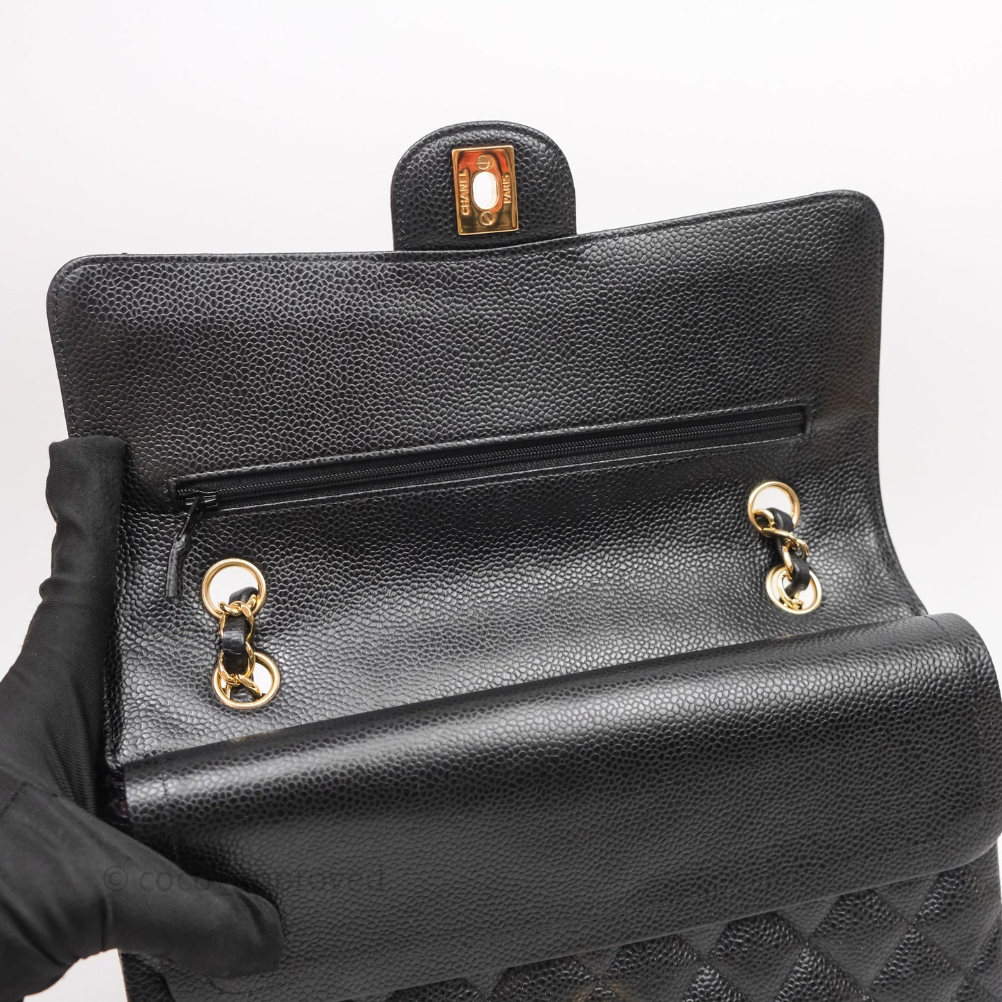 Chanel Medium Classic Flap Quilted Black Caviar Gold Hardware