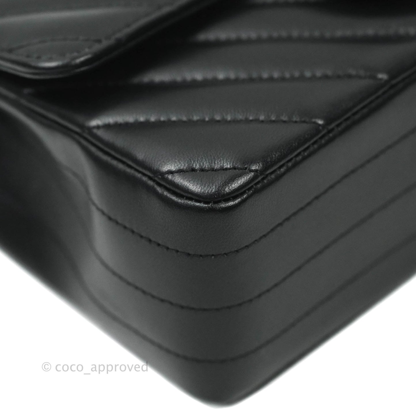 Chanel Classic Chevron Mini Rectangular Flap Black Lambskin Silver Hardware