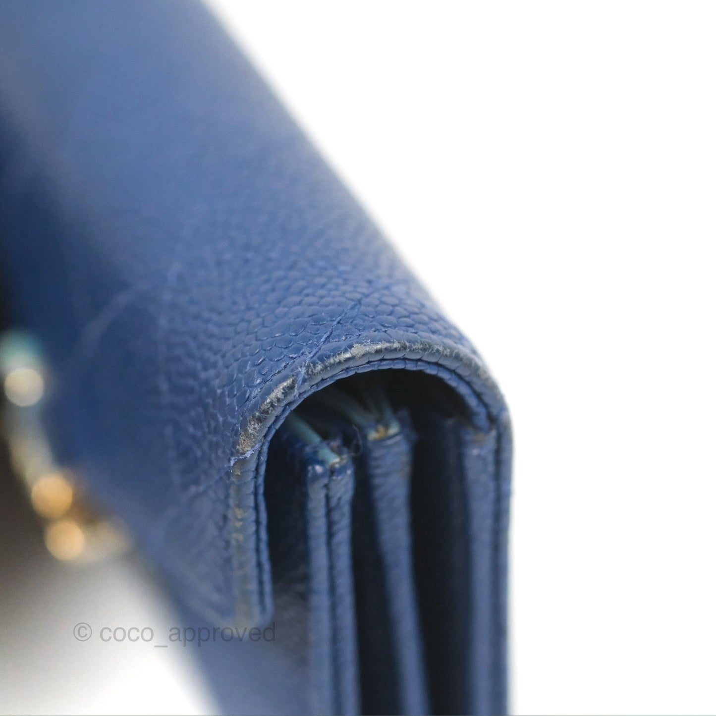 Chanel Quilted Medium Flap Wallet Blue Caviar Gold Hardware