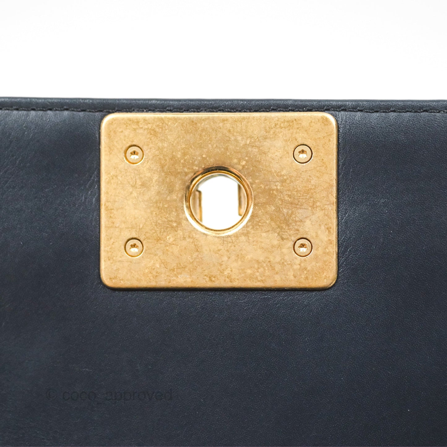 Chanel Small Boy Quilted Navy Lambskin Aged Gold Hardware