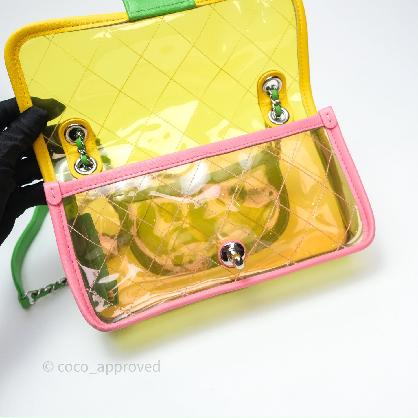 Chanel Mini Coco Splash Flap Bag PVC Lambskin Pink/Yellow/Green Silver Hardware